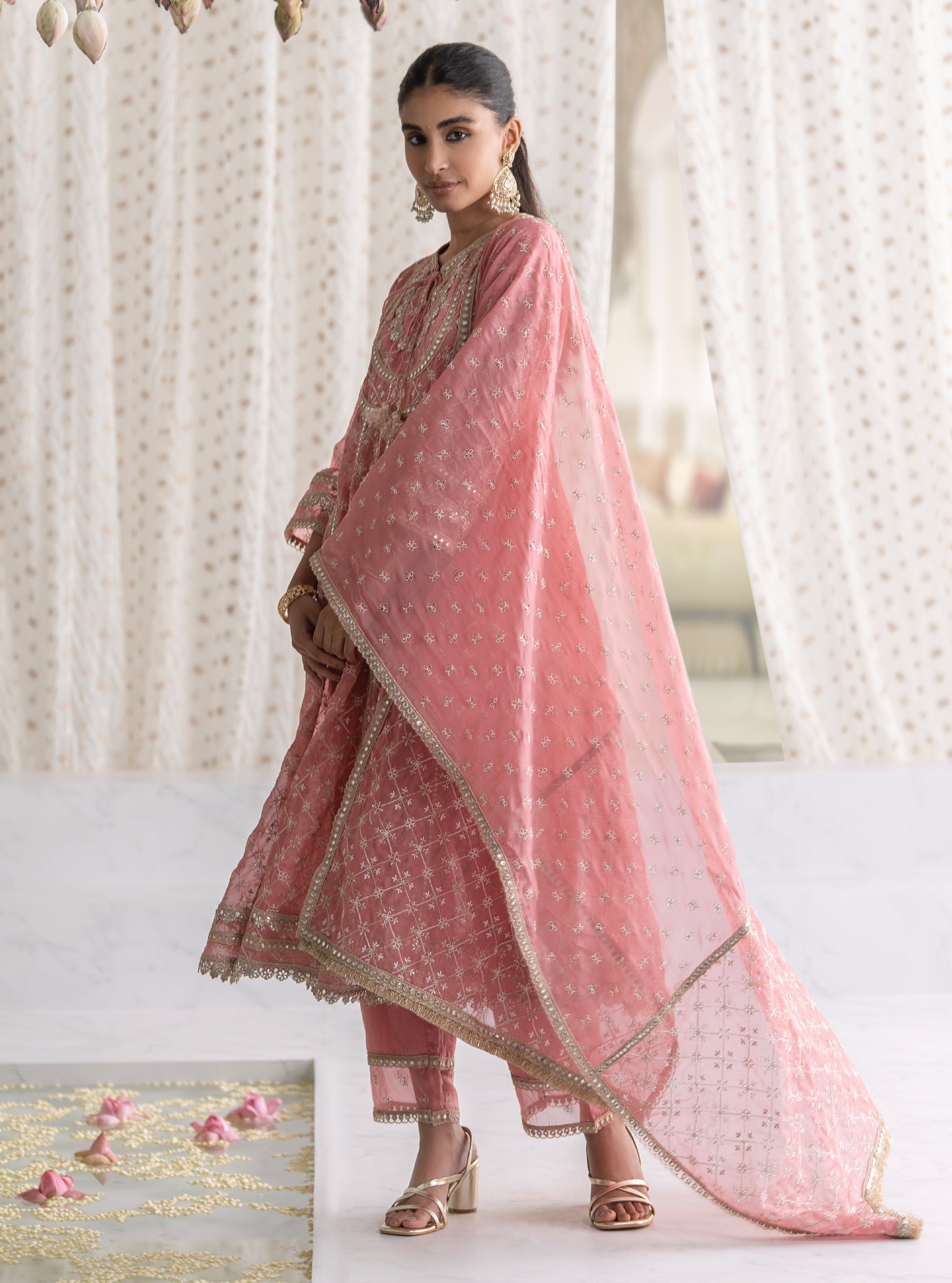 Mulmul Organza Rasiya Mauve Dupatta