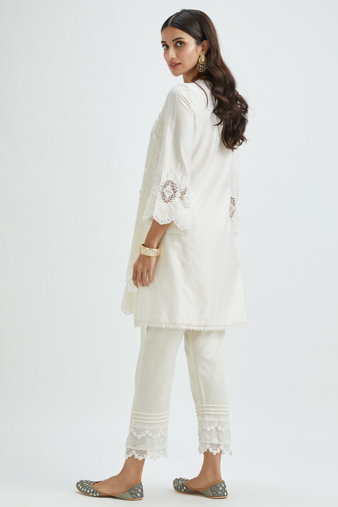 Mulmul Supima Satin Rene Off White Kurta