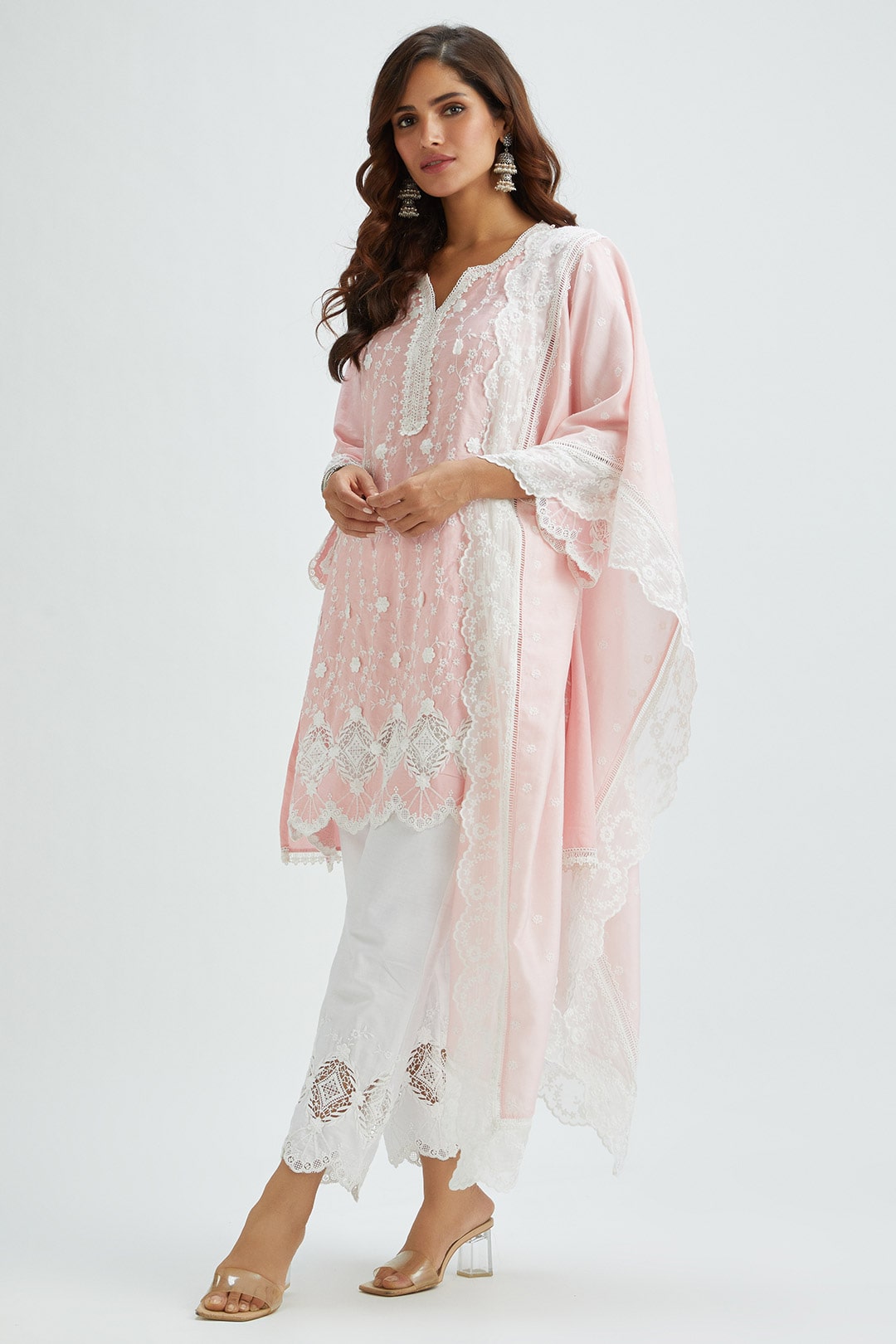 Mulmul Nola Dupatta Pink