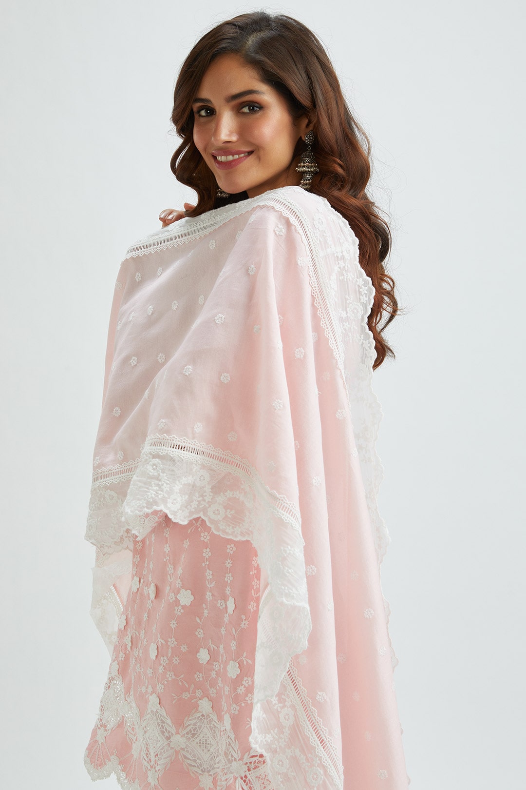 Mulmul Nola Dupatta Pink