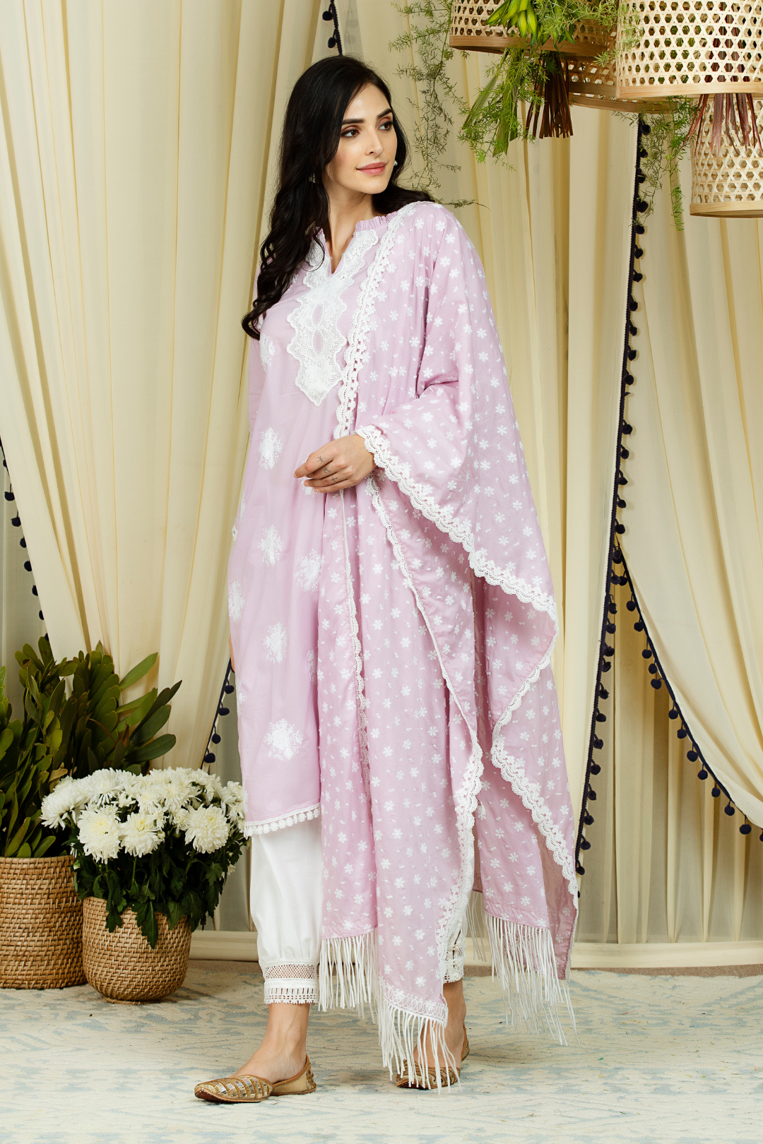 Mulmul Cotton Rosana Kurta With Harem Pyajama