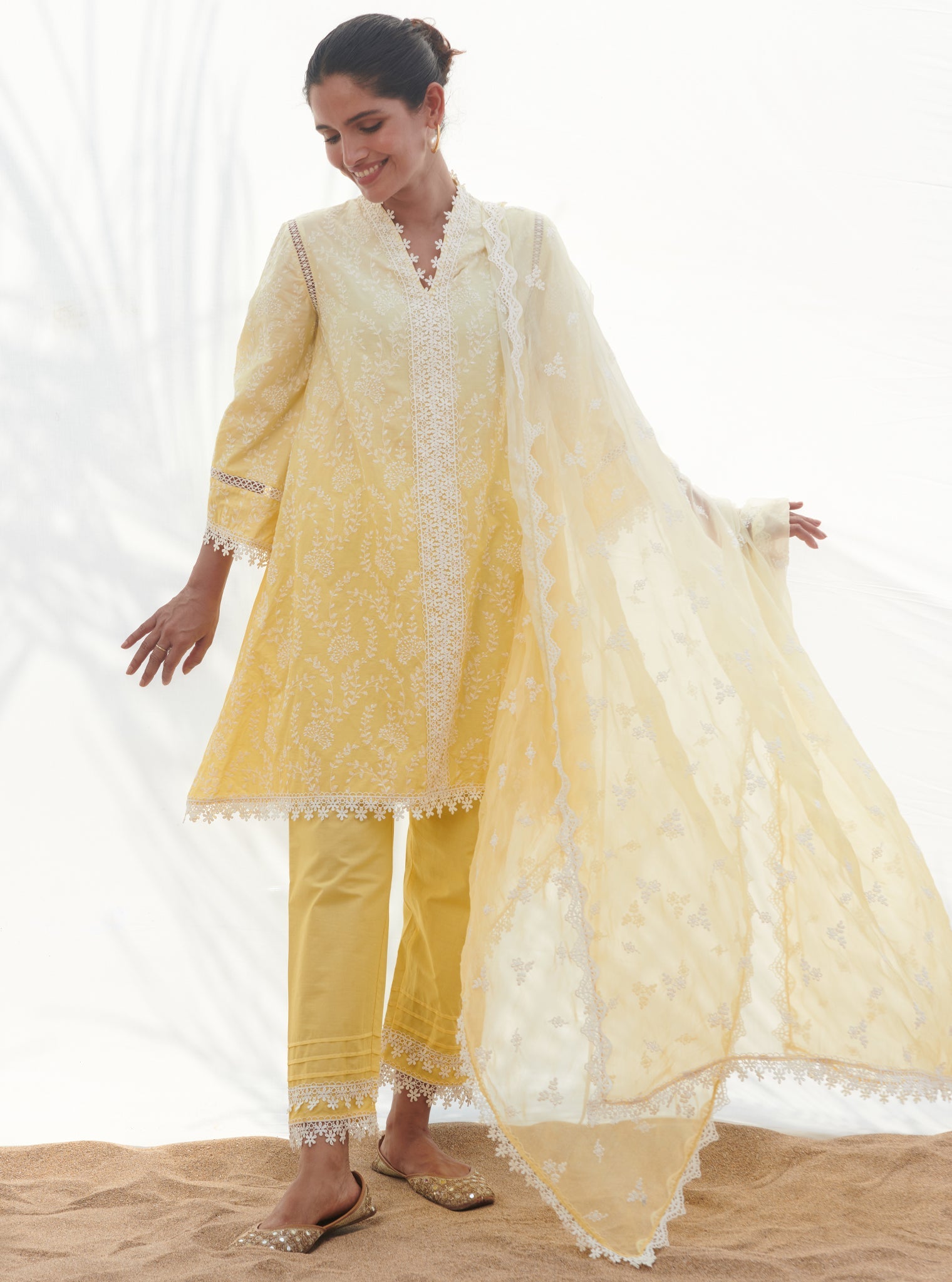 Mulmul Cotton Mayem Yellow Dupatta