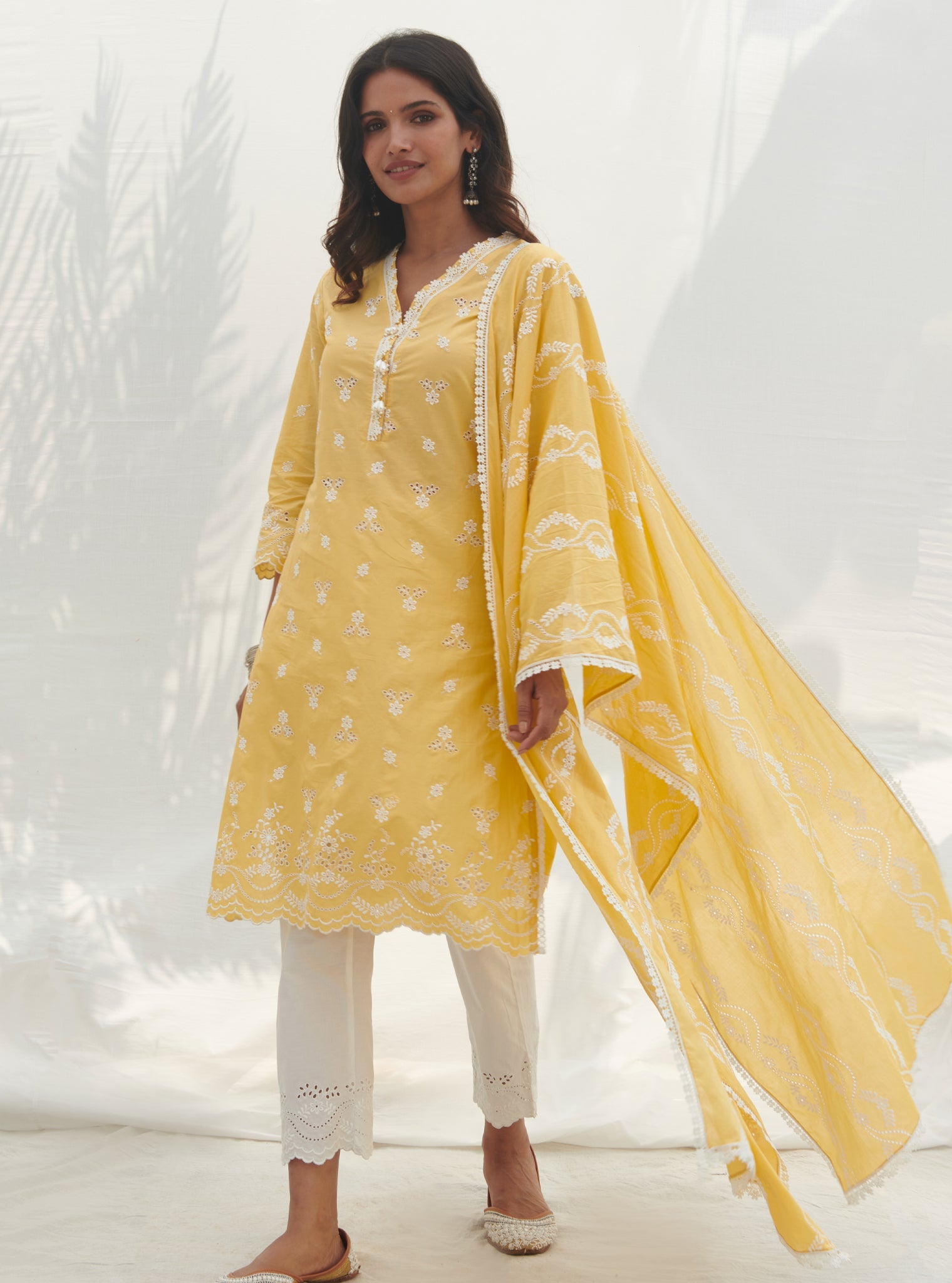 Mulmul Cotton Anashi Yellow Dupatta