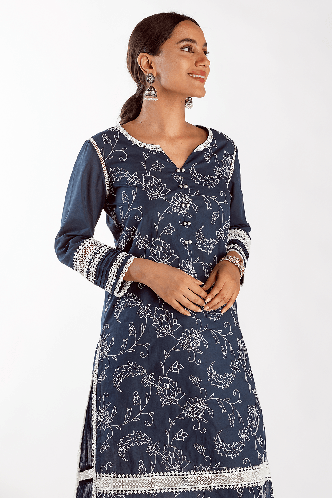 Mulmul Cotton Twilight Navy Kurta