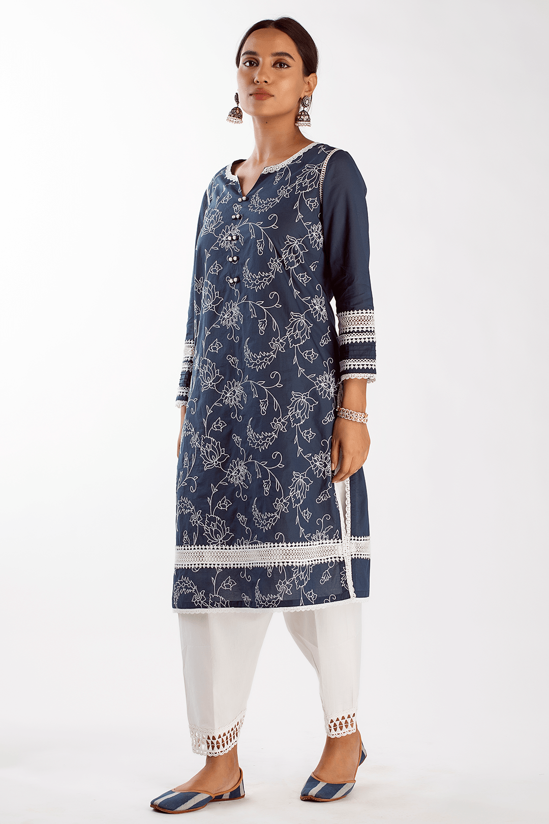 Mulmul Cotton Twilight Navy Kurta