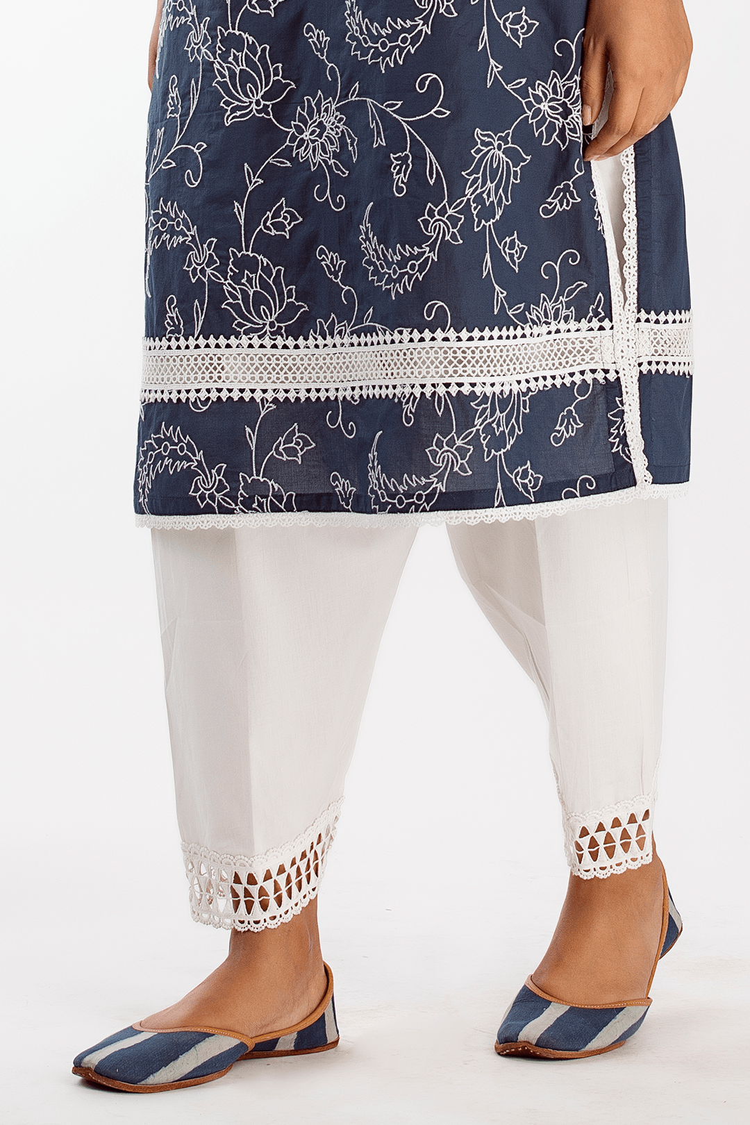 Mulmul Cotton Slim Salwar White