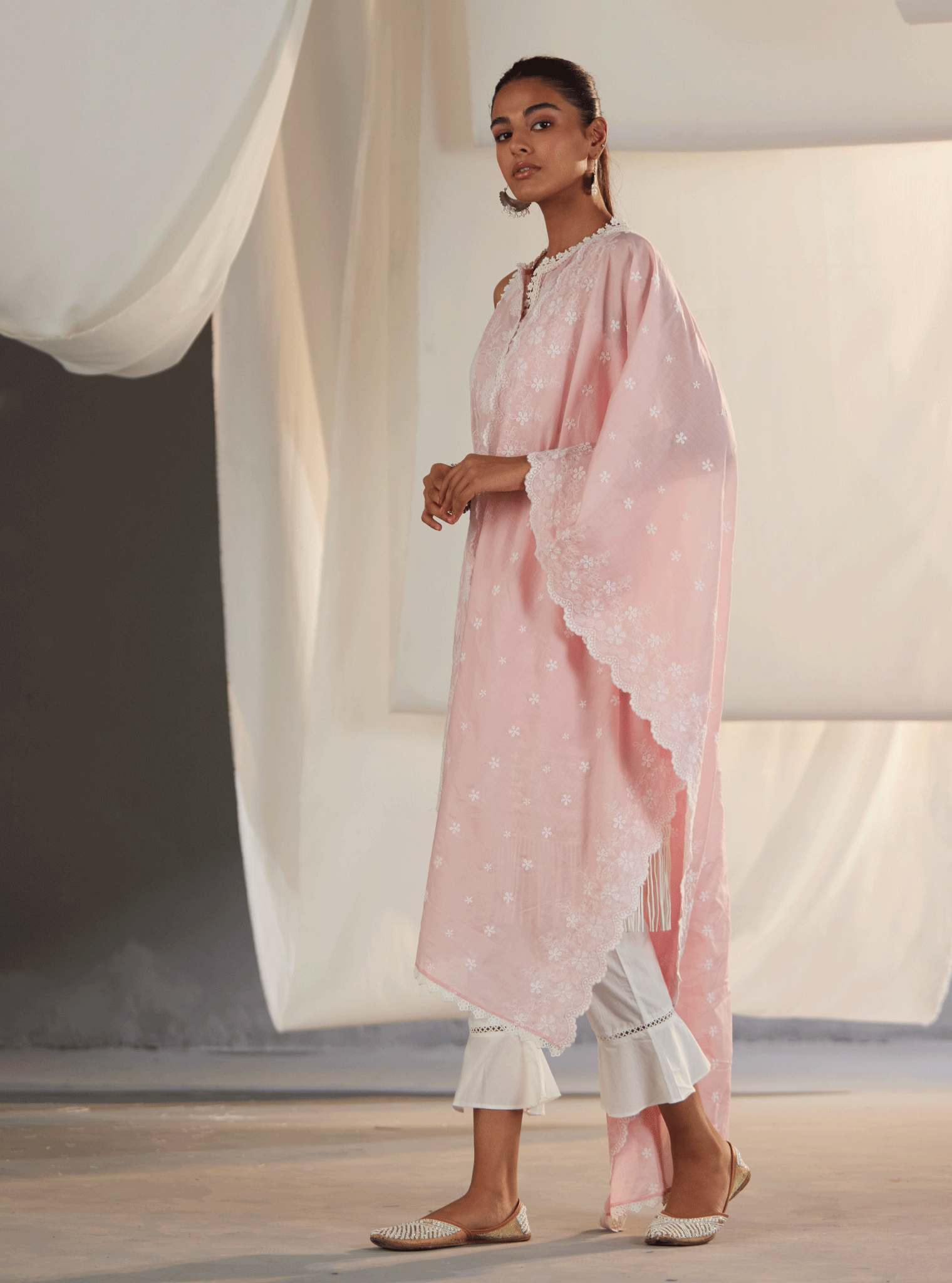 Mulmul Cotton kygo Pink Kurta