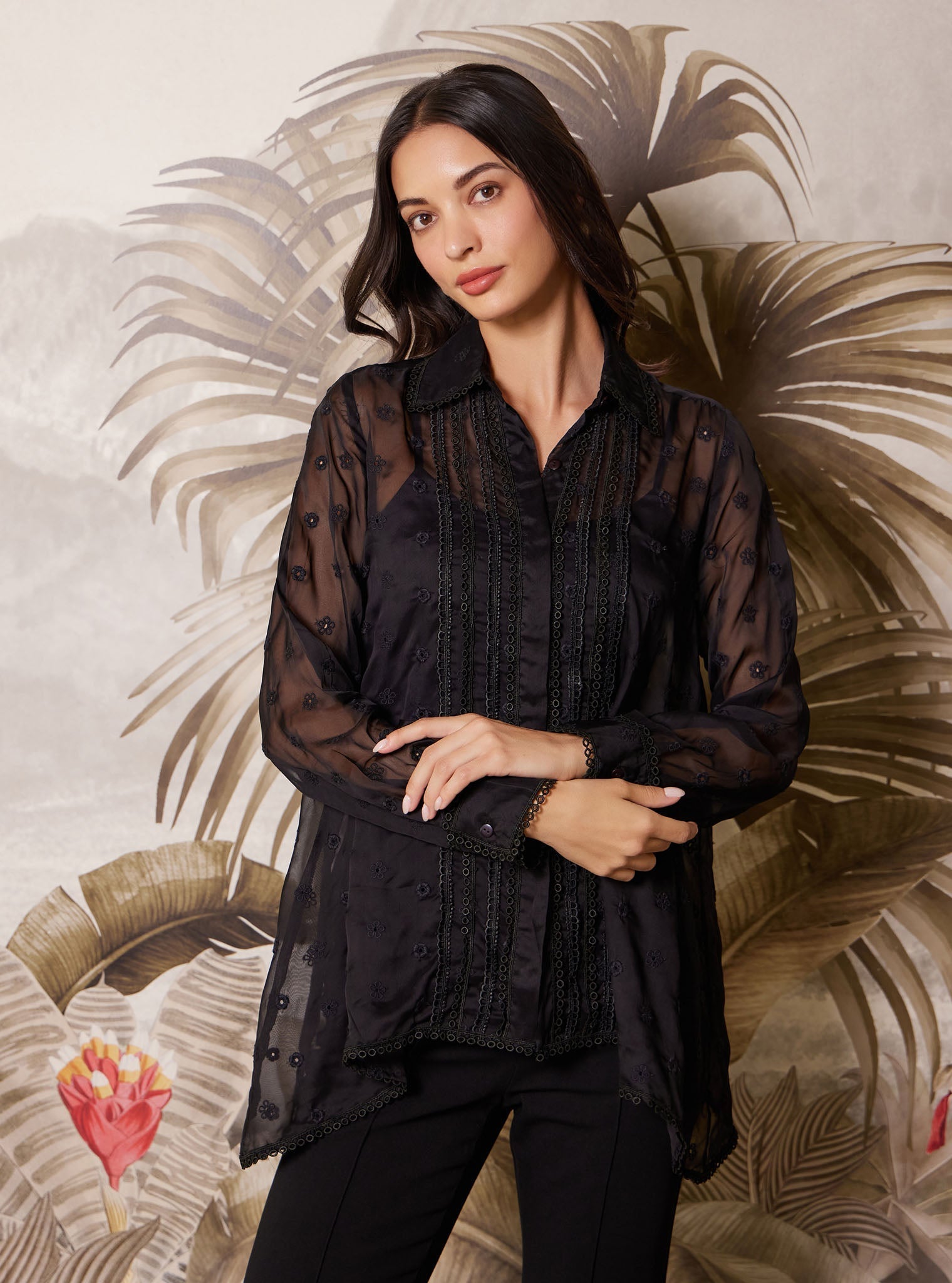 Mulmul Organza Adonis Black Shirt