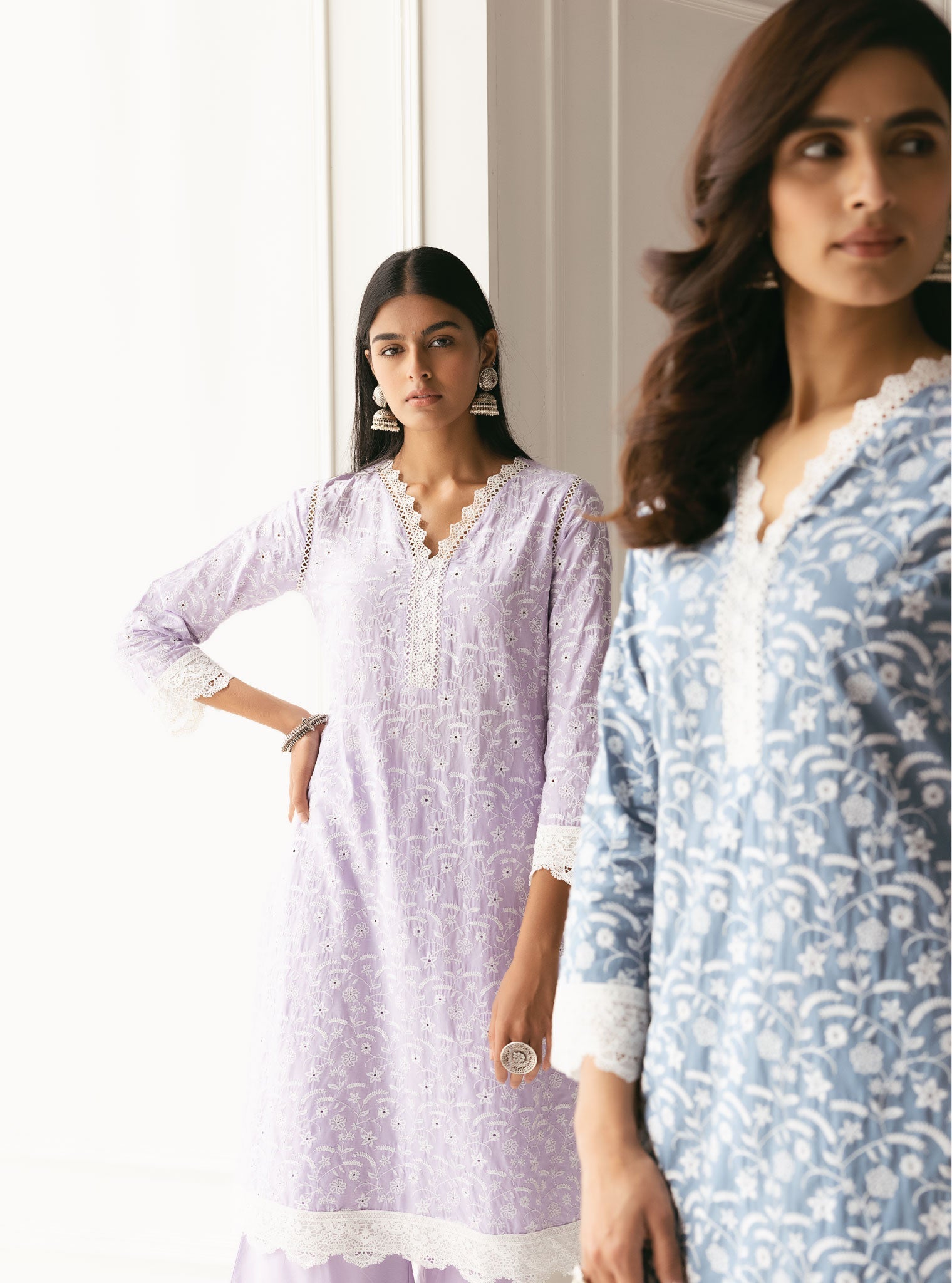 Mulmul Cotton Ziro Denim Kurta With Ziro Denim Pant