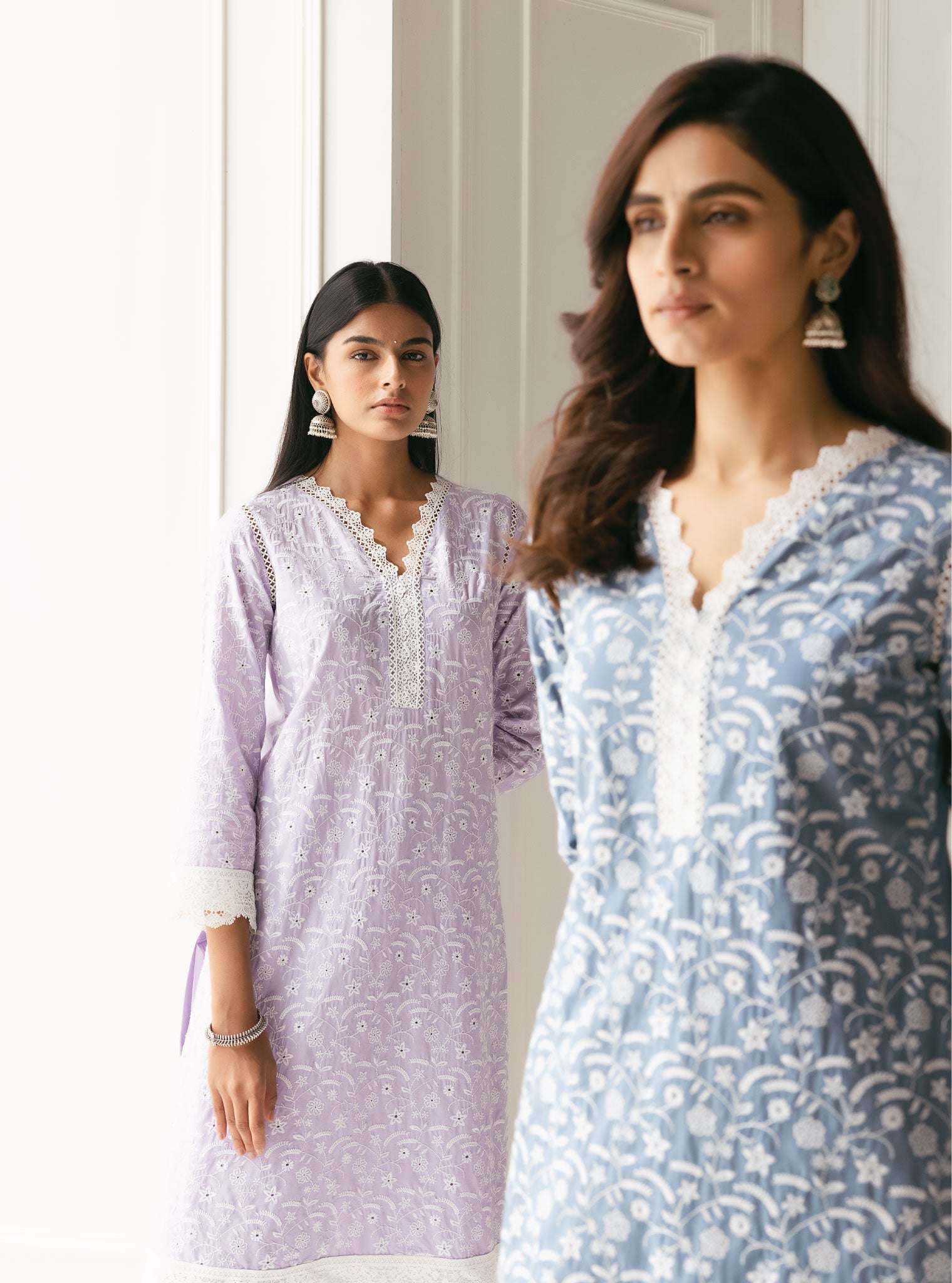 Mulmul Cotton Ziro Denim Kurta With Ziro Denim Pant