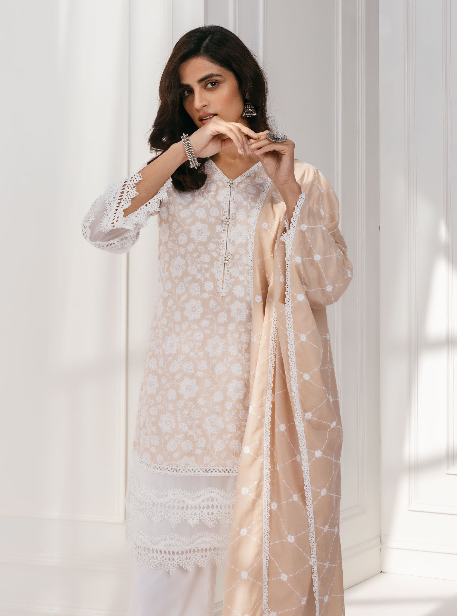 Mulmul Cotton Barog Beige Kurta