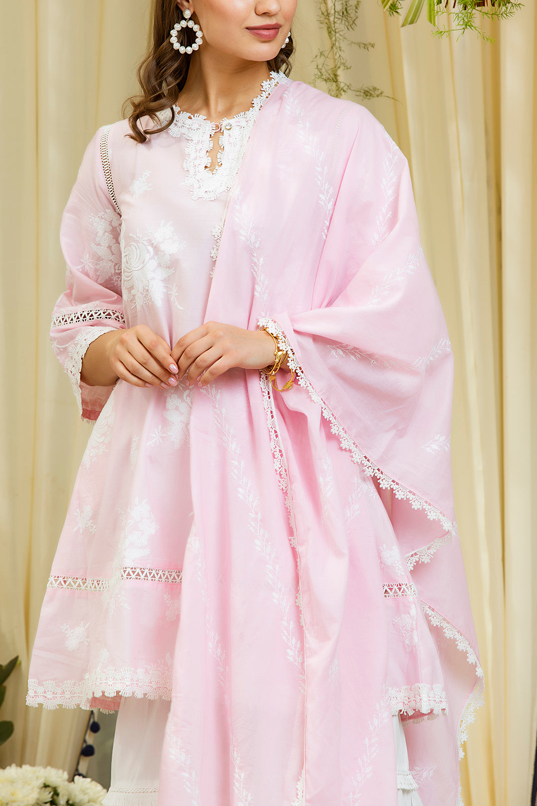 Mulmul Sunflower Pink Kurta With Garara