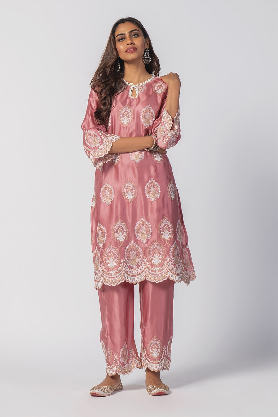 Mulmul Cupro silk Sydney Mauve Kurta With Sydney Mauve Pant