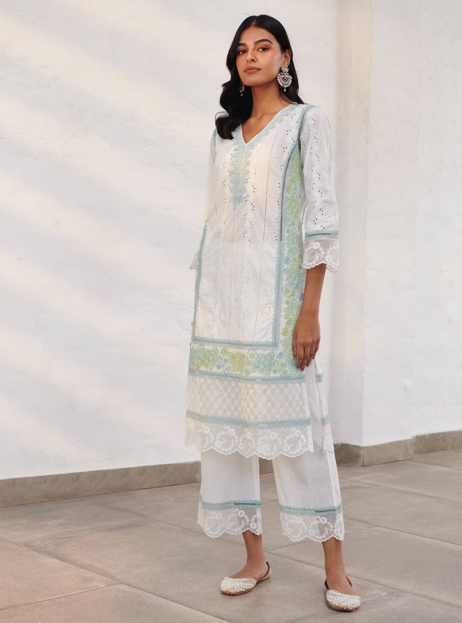 Mulmul Cotton Wiltshire White Kurta With Wiltshire White Pant