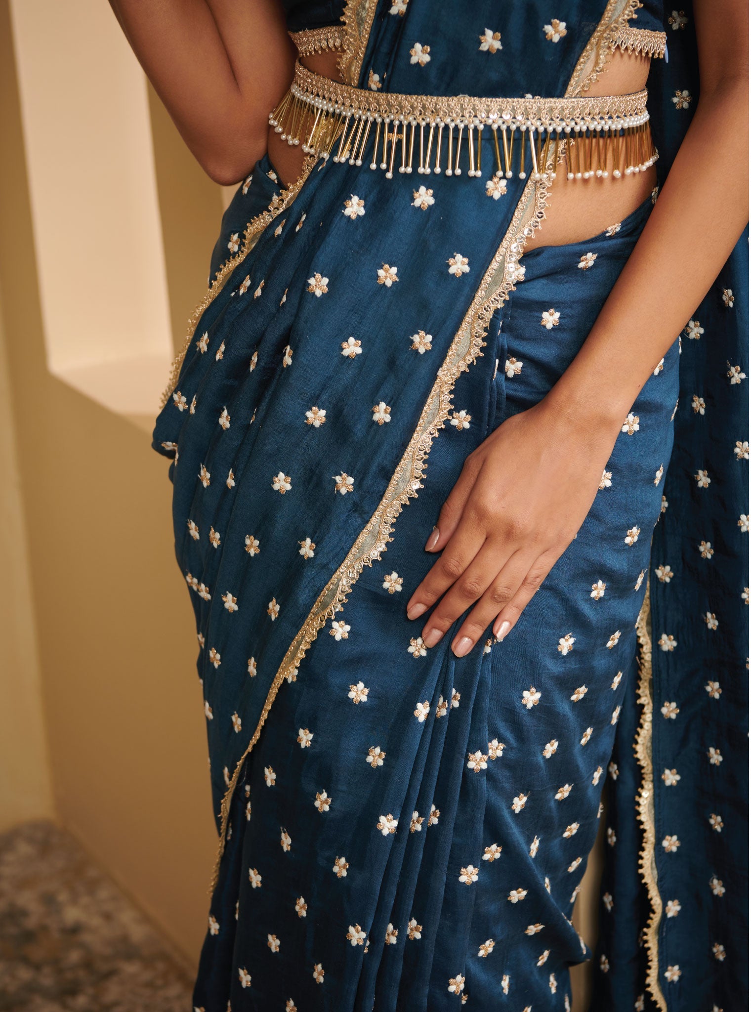 Mulmul Silk Avana Navy Saree