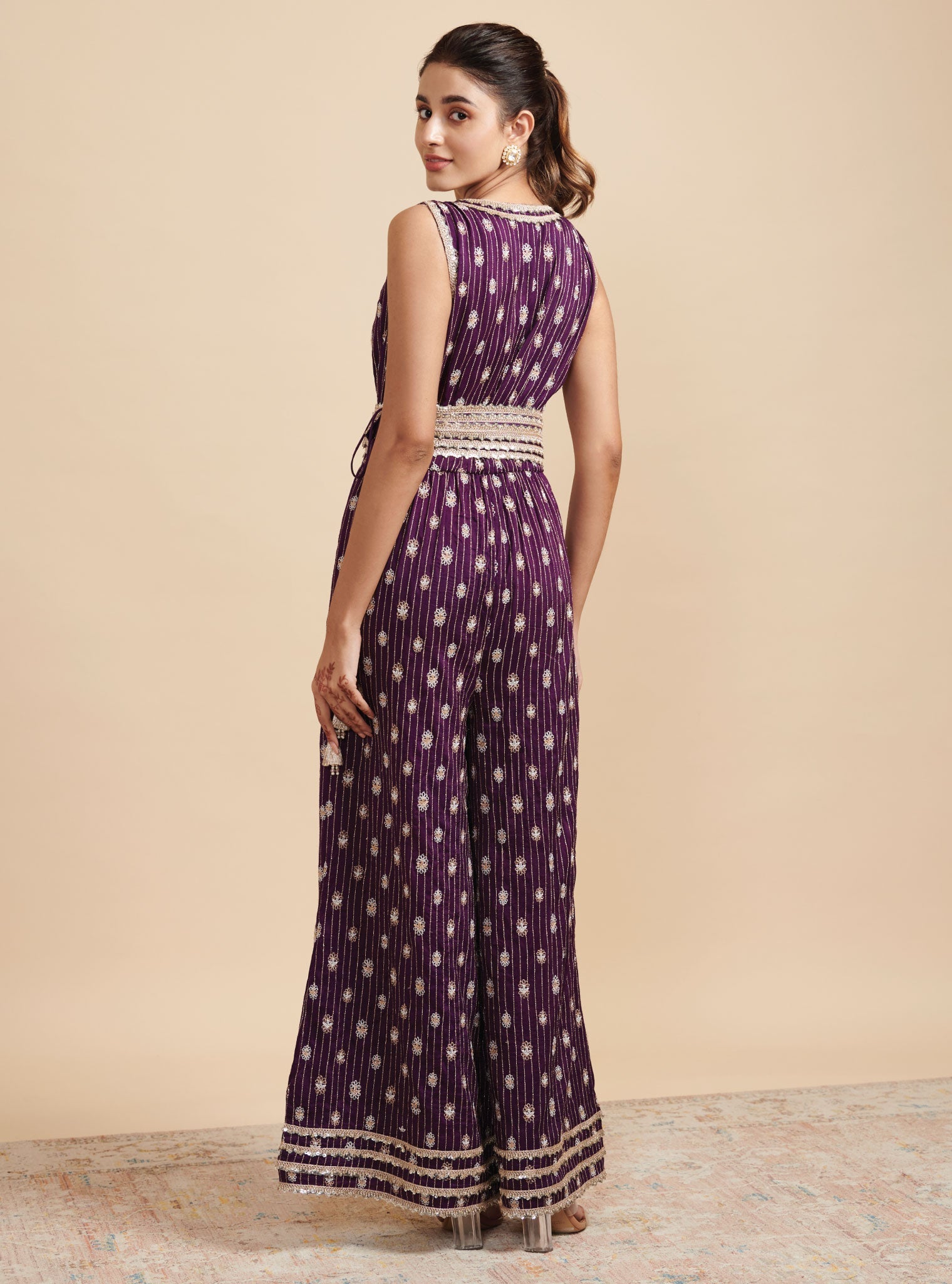 Mulmul Silk Raabta Purple Jumpsuit