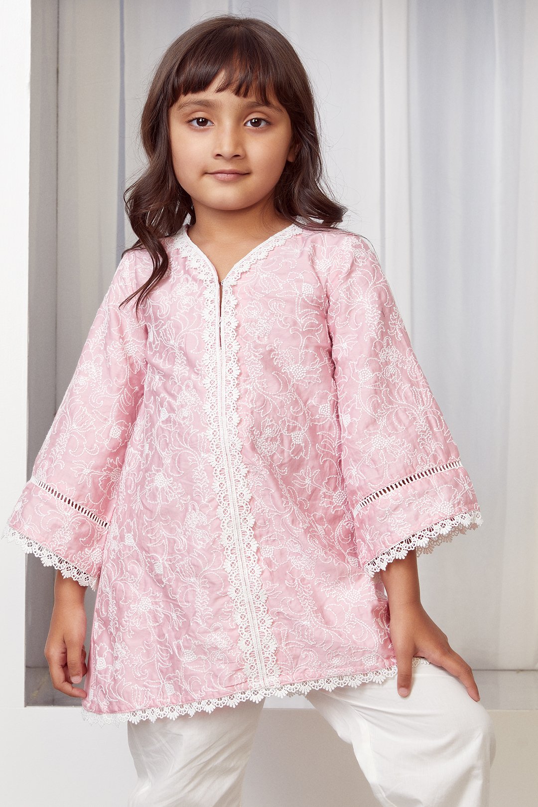 Mulmul Cotton Bloom Kurta With Bloom pyajama