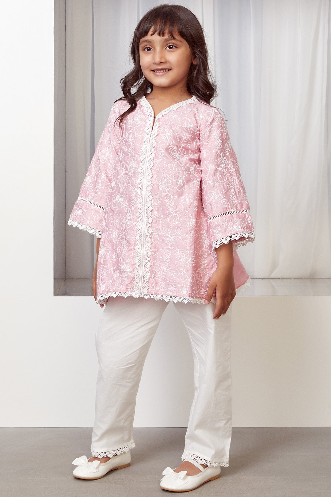 Mulmul Cotton Bloom Kurta With Bloom pyajama