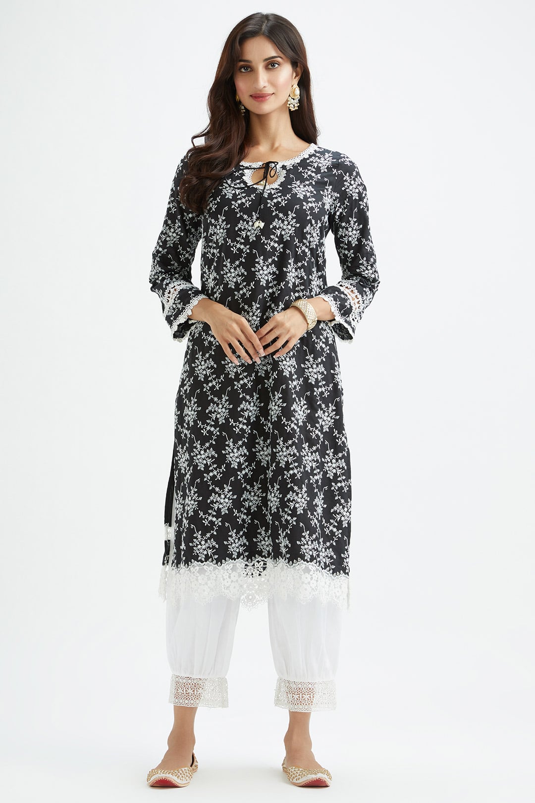 Mumul Supima Satin Brook Black Kurta