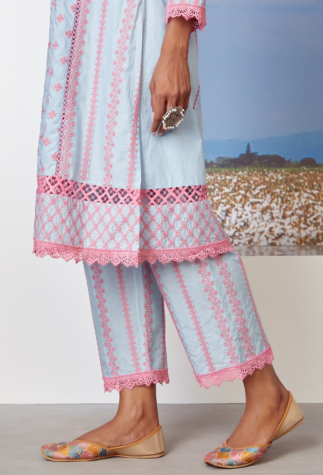 Mulmul Cotton Daydream Kurta With Daydream pyajama