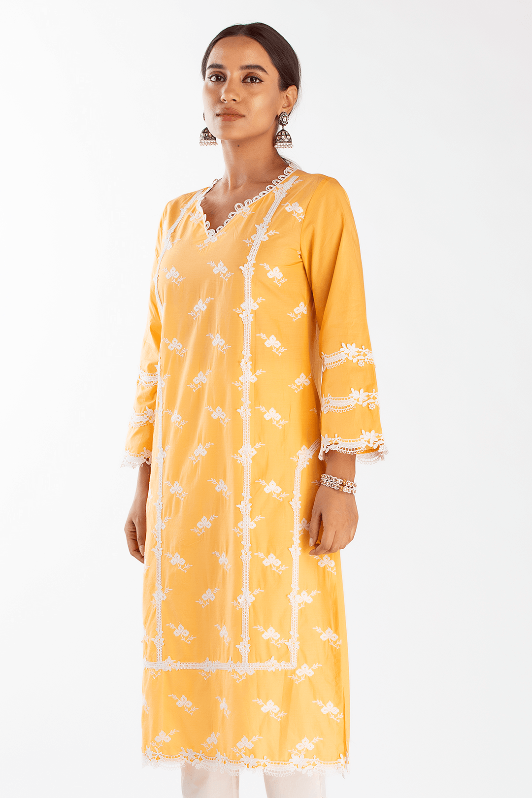 Mulmul Cotton Eternity Orange Kurta