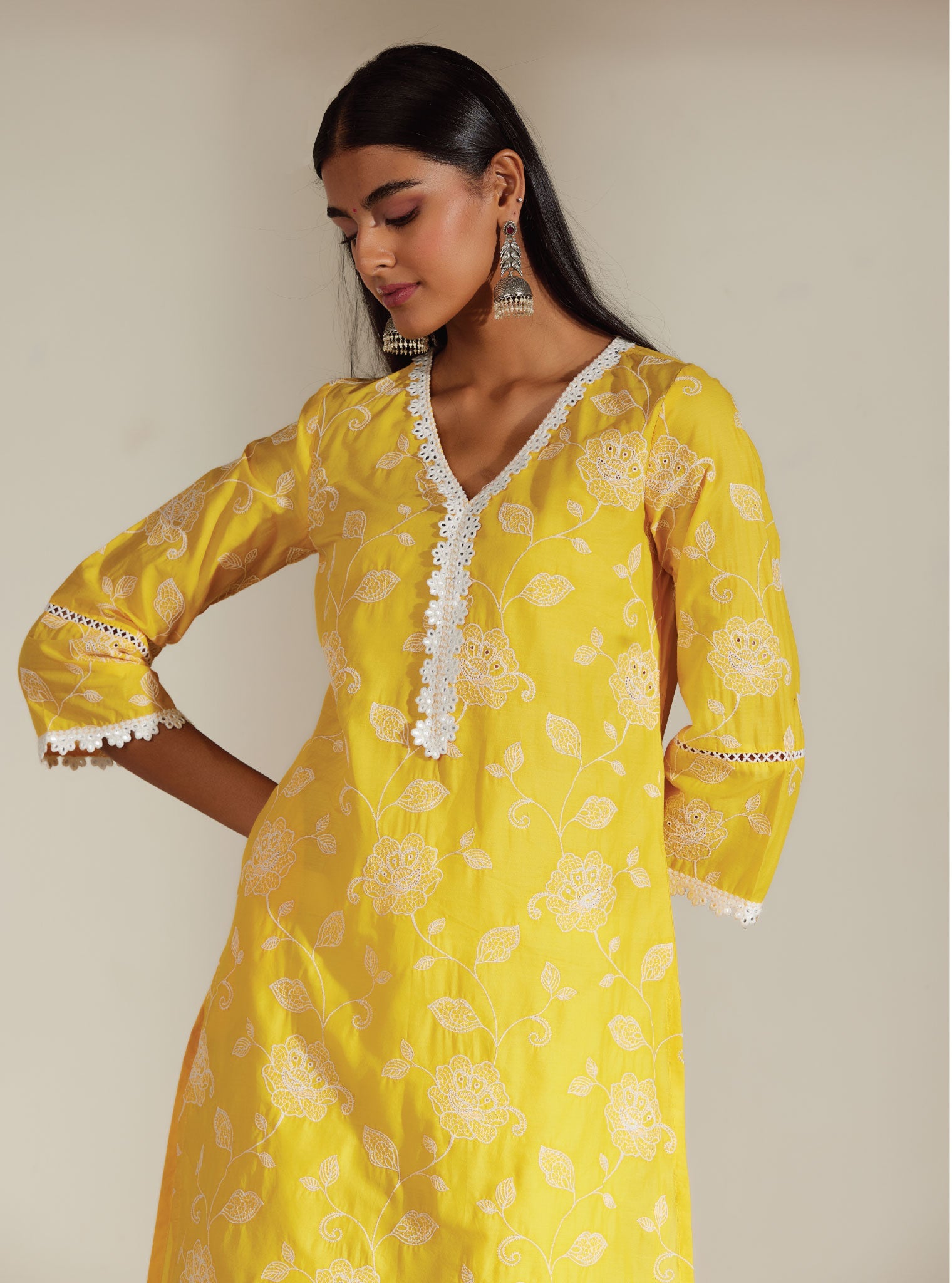 Mulmul Cotton Ezra Mango Kurta