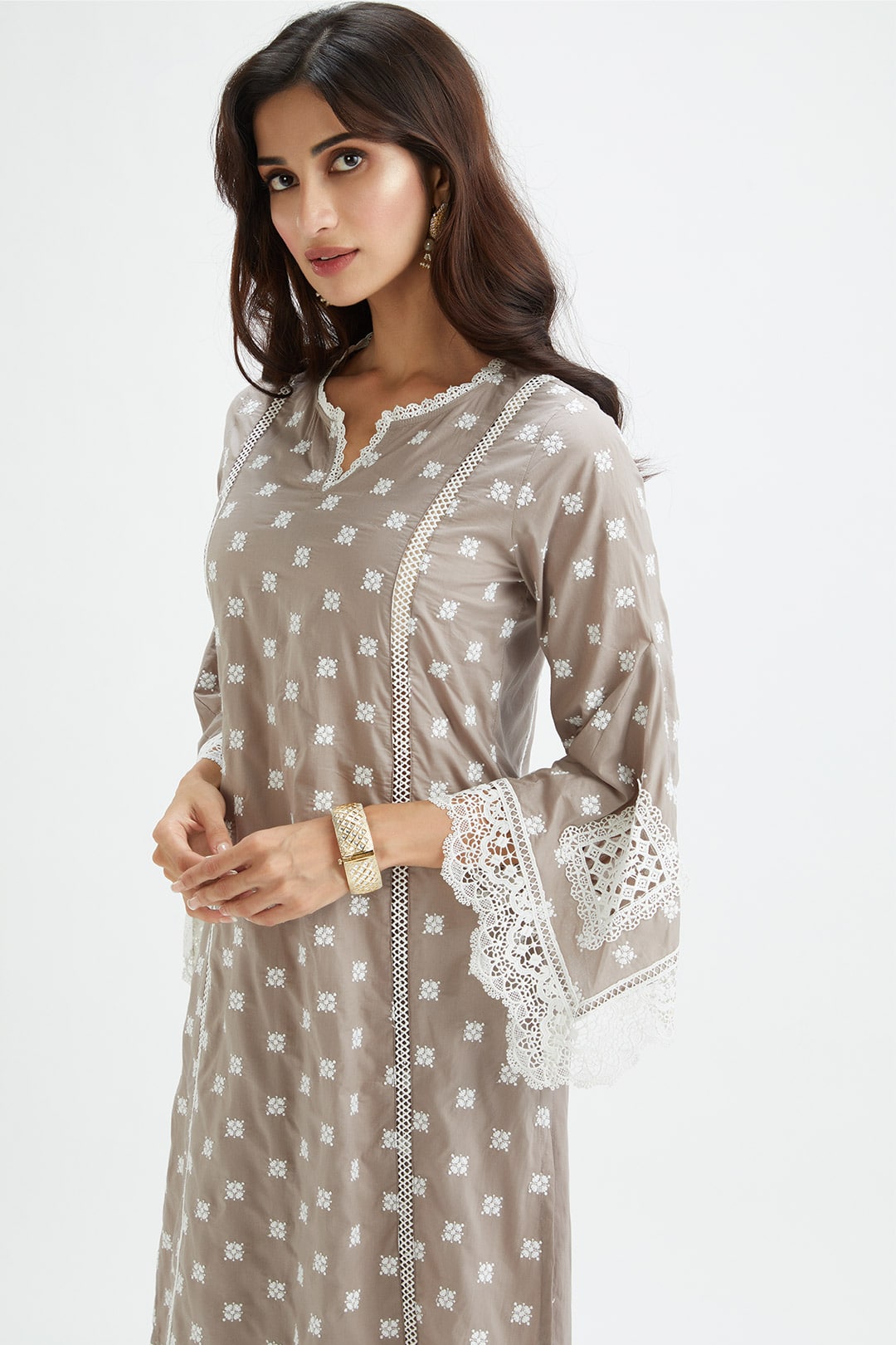 Mulmul Cotton Finch Grey Kurta With Finch Grey Pyajama