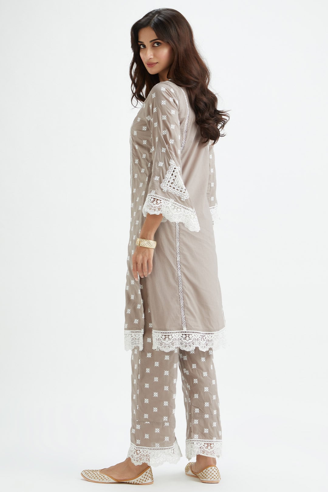 Mulmul Cotton Finch Grey Kurta With Finch Grey Pyajama