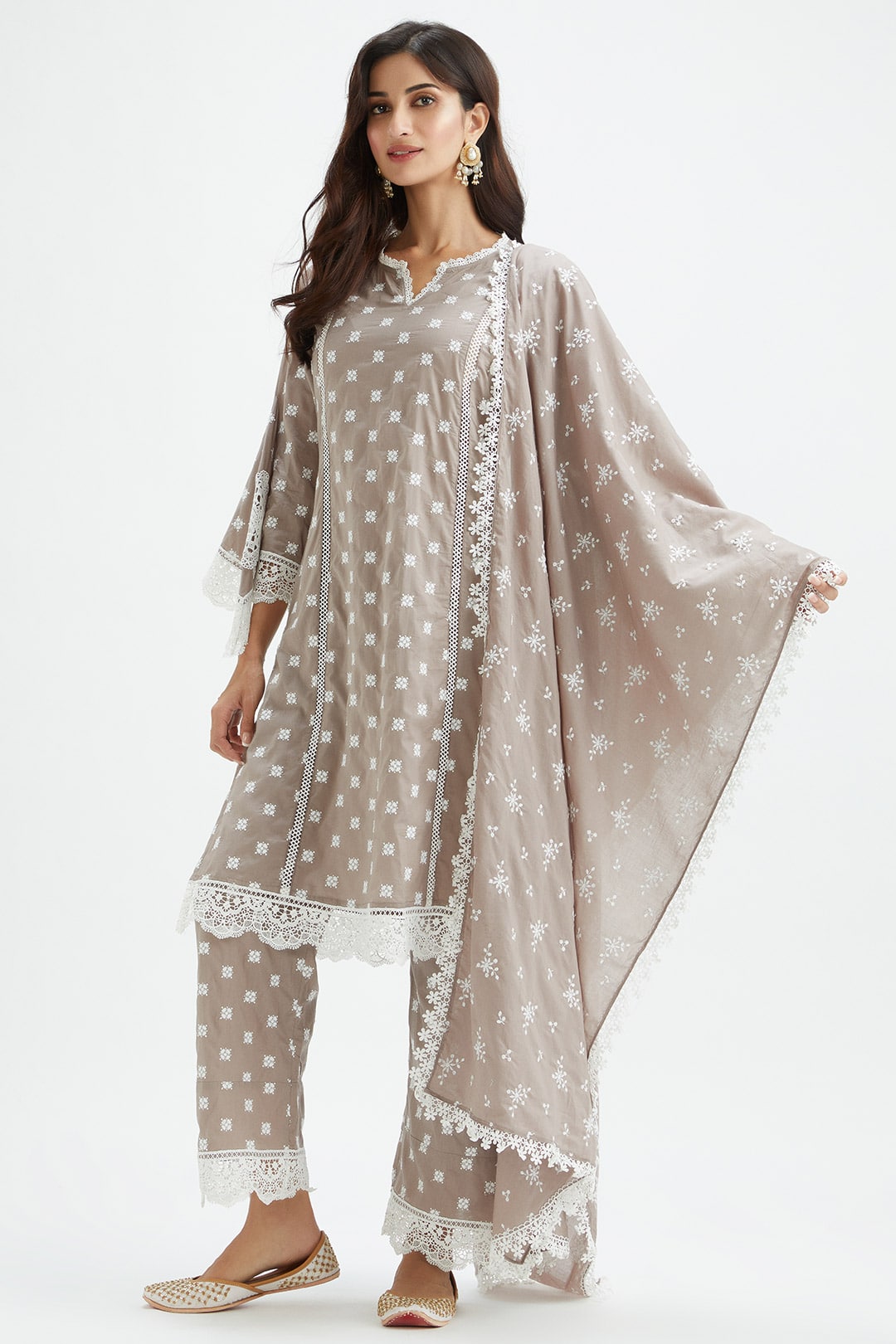 Mulmul Cotton Finch Grey Kurta With Finch Grey Pyajama