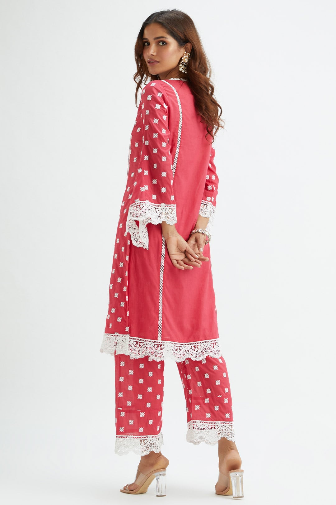 Mulmul Cotton Finch Red Kurta With Finch Red Pyajama