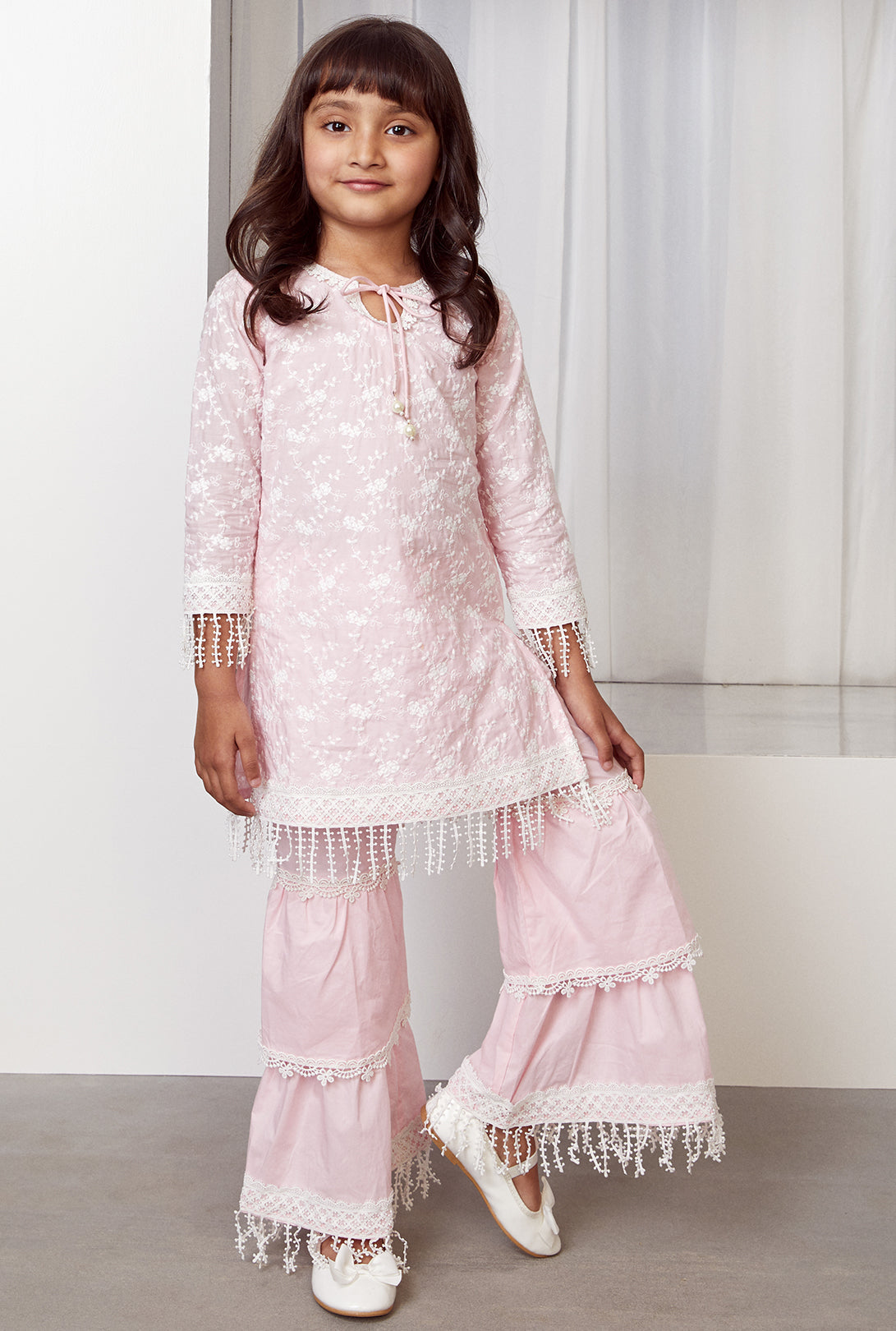 Mulmul Cotton Floret Kurta With Floret Pyajama