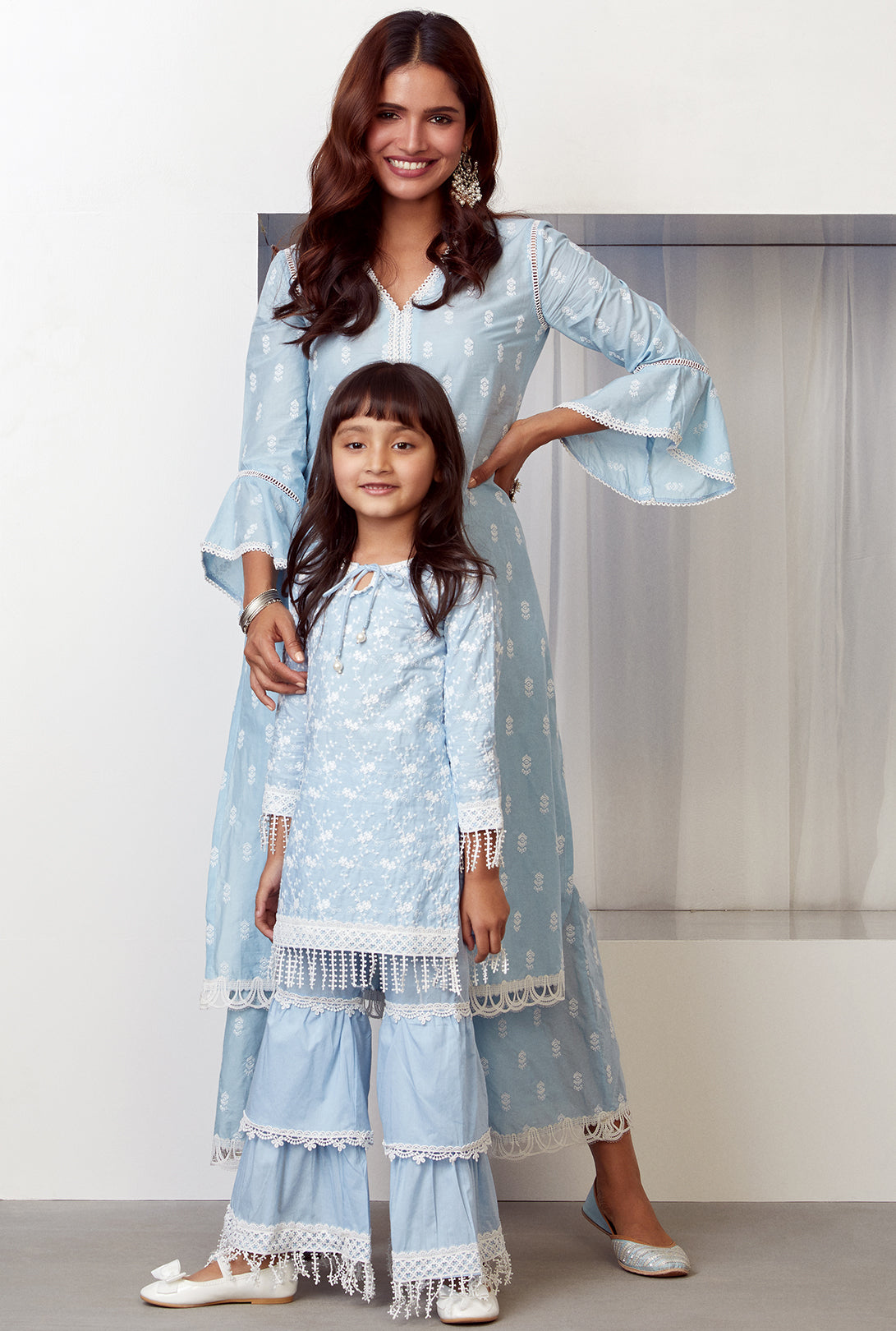 Mulmul Cotton Floret Kurta With Floret Pyajama