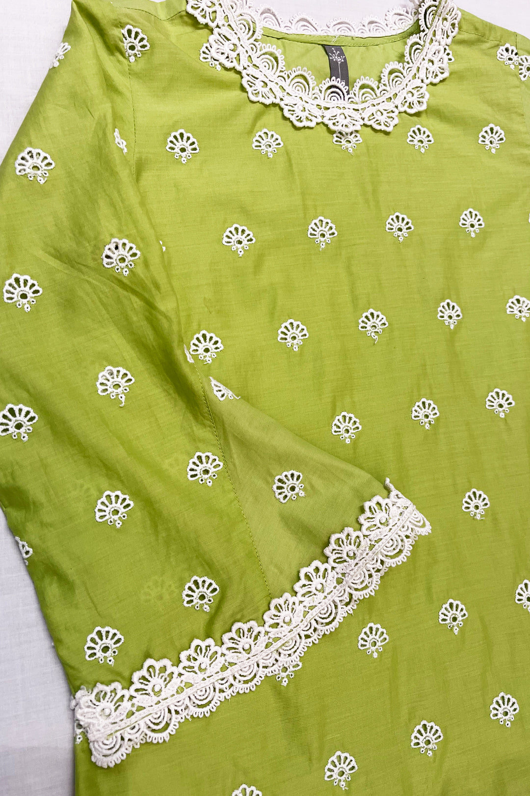 Mulmul Cotton DIONE Kurta Light Green With DIONE GARARA Light Green