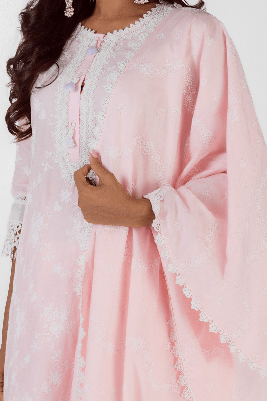 Mulmul Cotton Kai Pink Kurta With Kai Salwar Pink