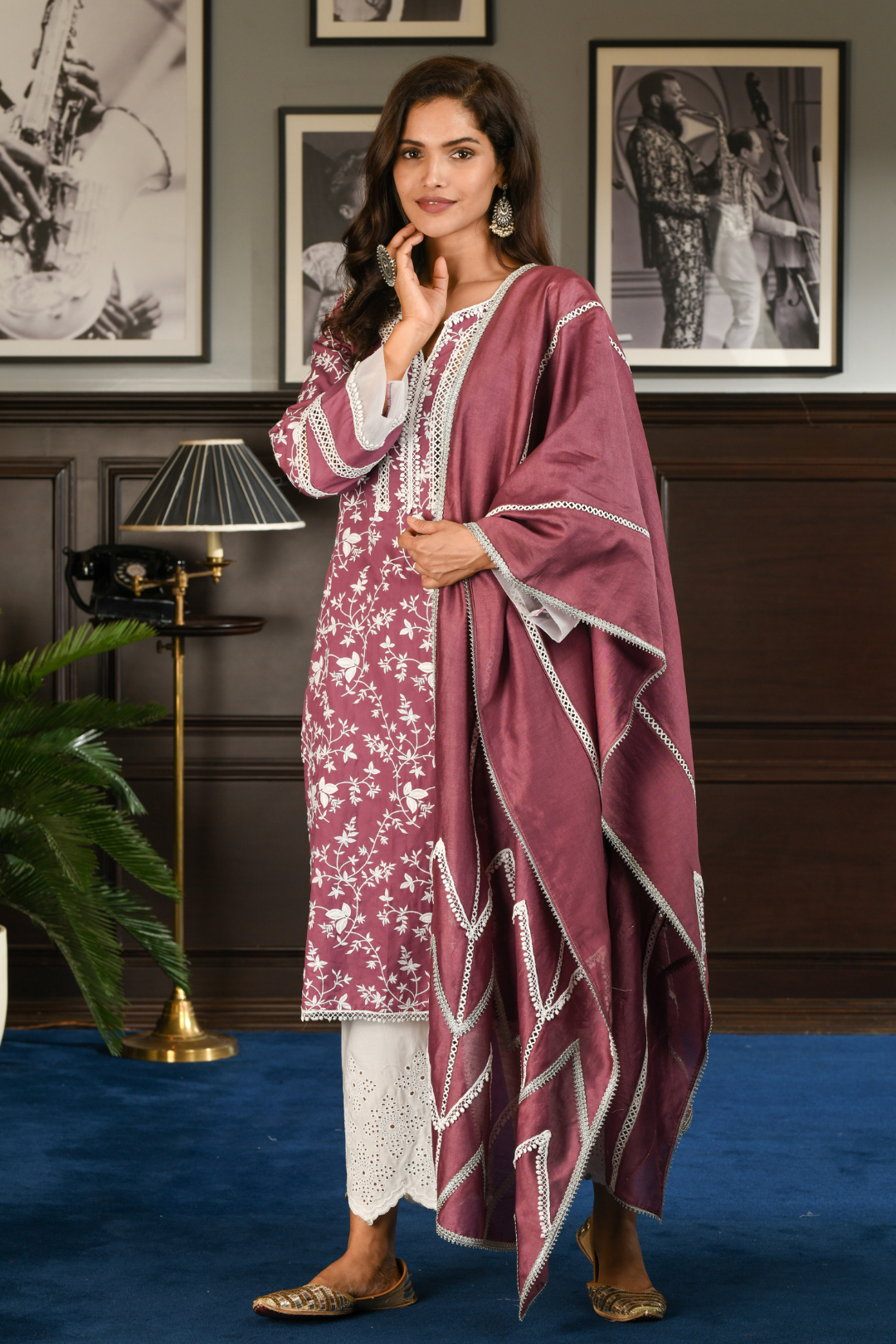 Pima Satin Maeve Kurta With Ophelia Palazzo