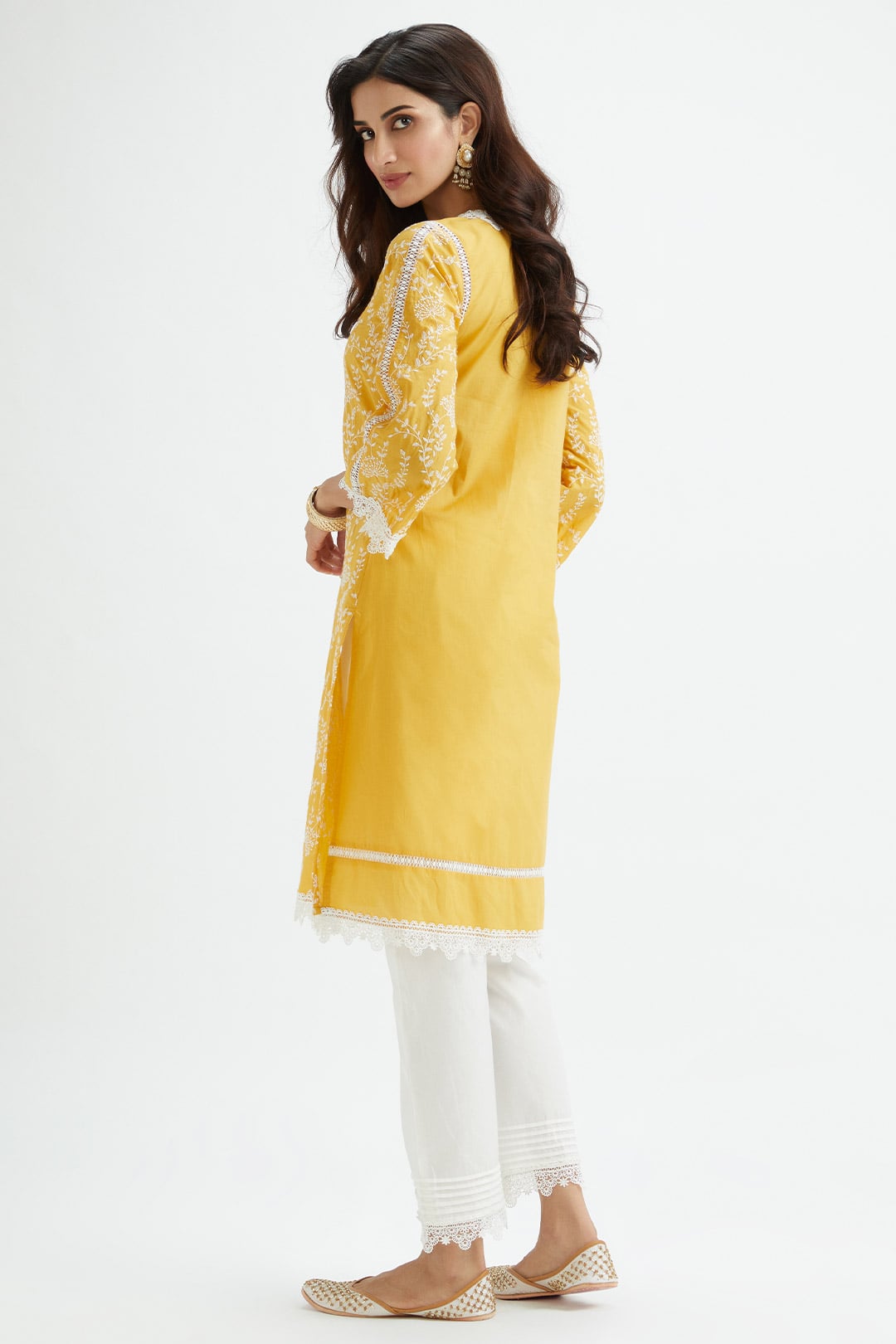 Mulmul Cotton Merlin Mustard Kurta