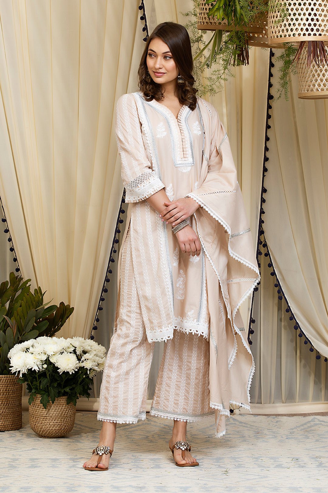 Mulmul Cotton Amelia Kurta  With Amelia Pyajama