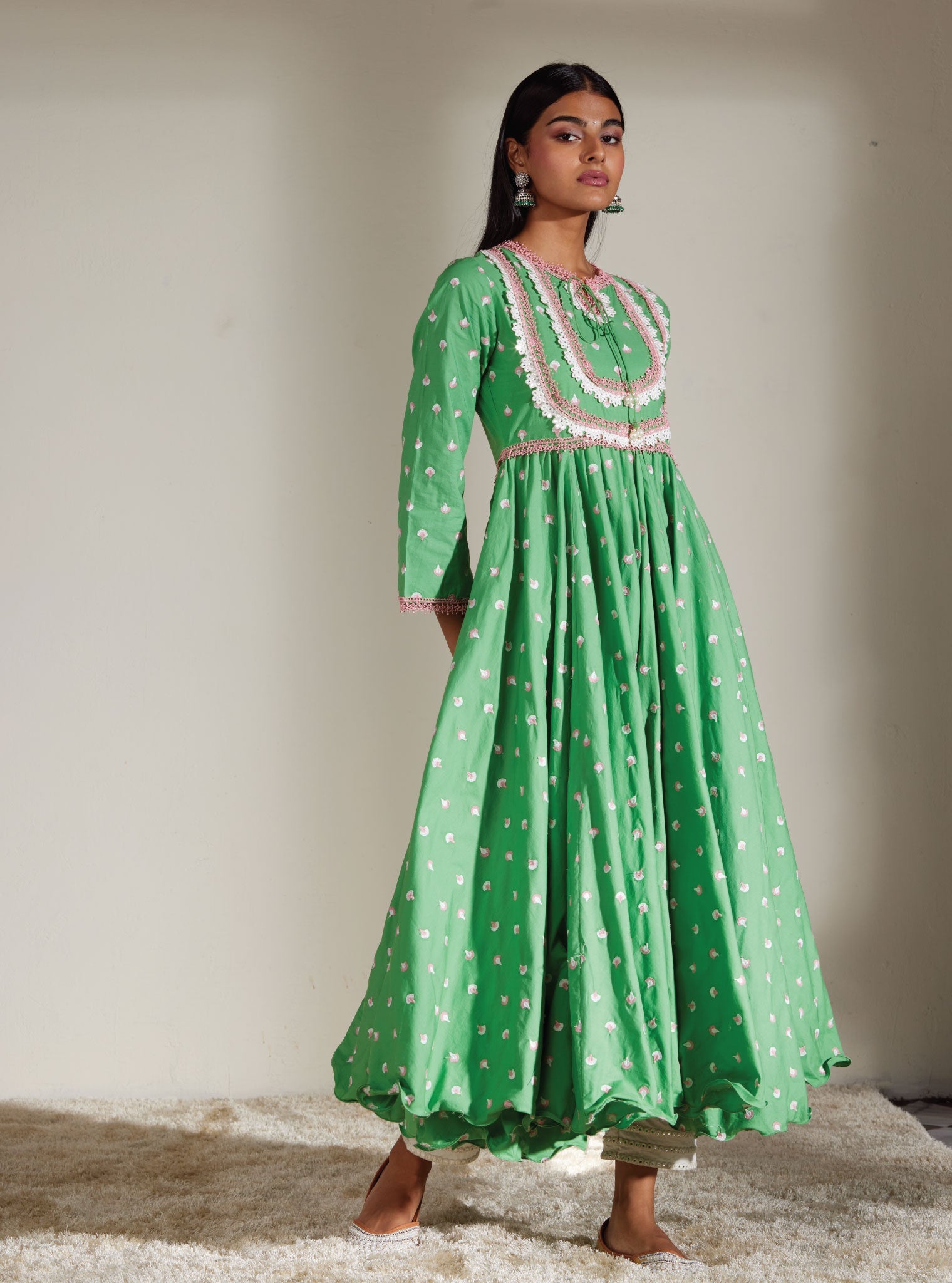 Mulmul Cotton Nadine Anarkali Kurta