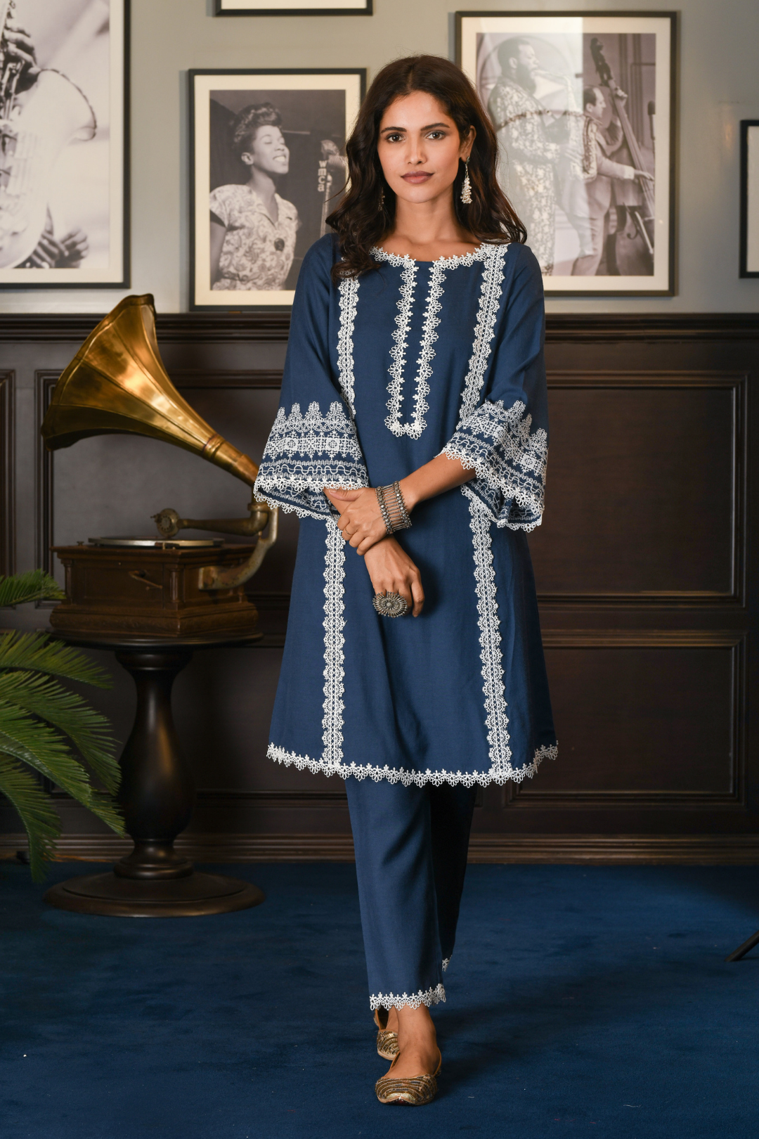 Mulmul Wool Blend Nieva Kurta With Nieva pyajama