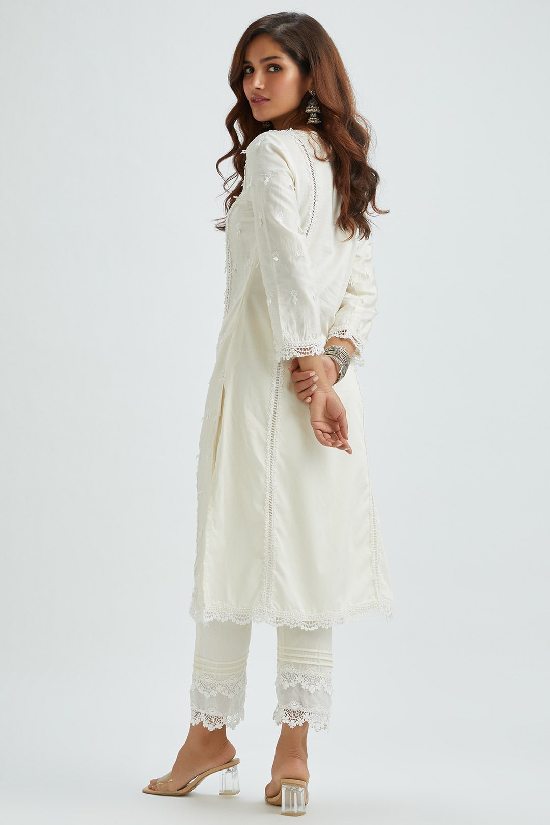 Mumul Supima Satin Ollie Off White Kurta