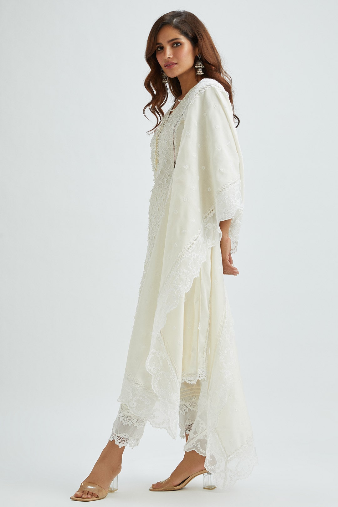 Mumul Supima Satin Ollie Off White Kurta