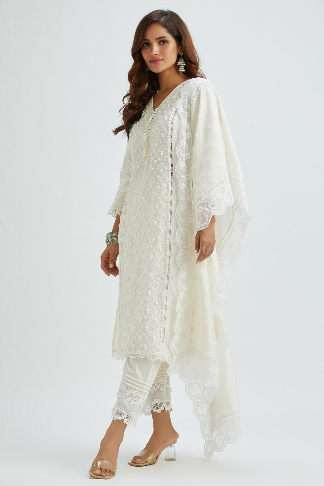 Mumul Supima Satin Ollie Off White Kurta