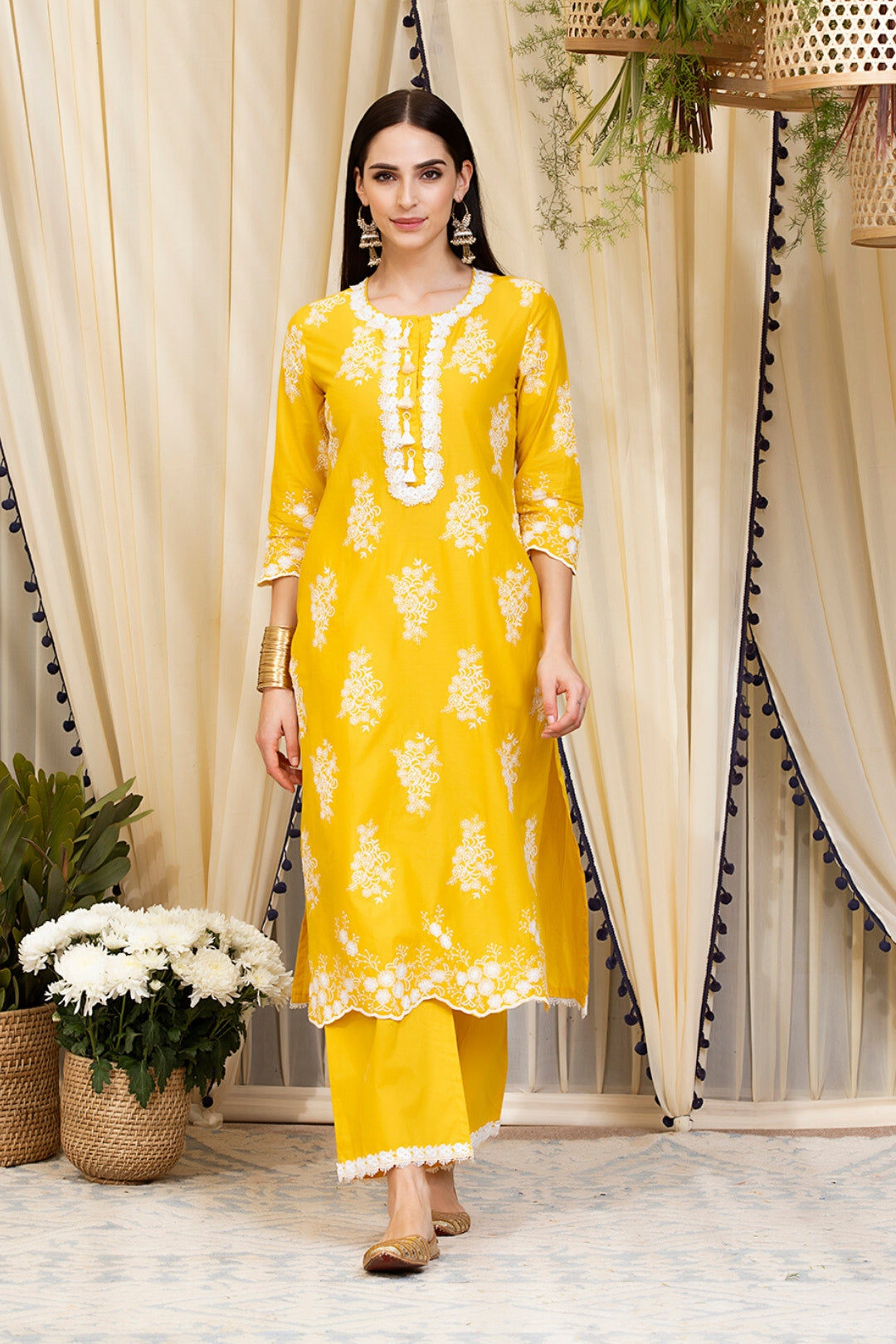 Mulmul Cotton Perla Kurta With Perla Pyajama