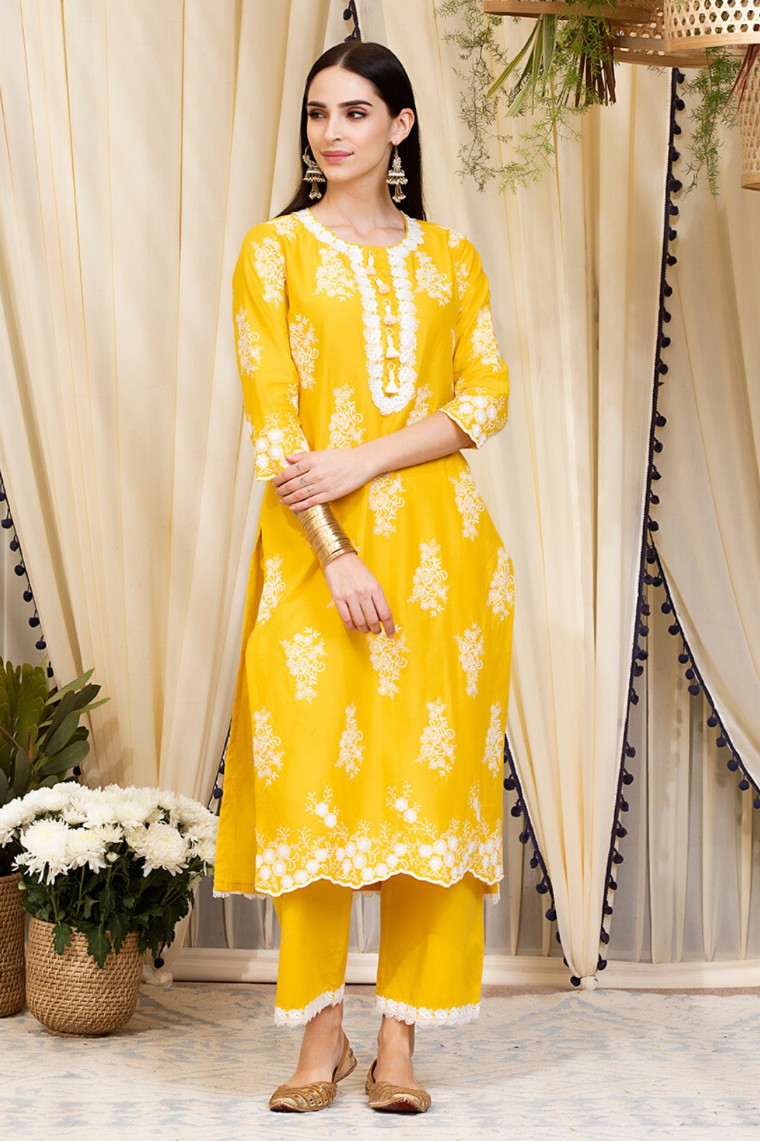 Mulmul Cotton Perla Kurta With Perla Pyajama