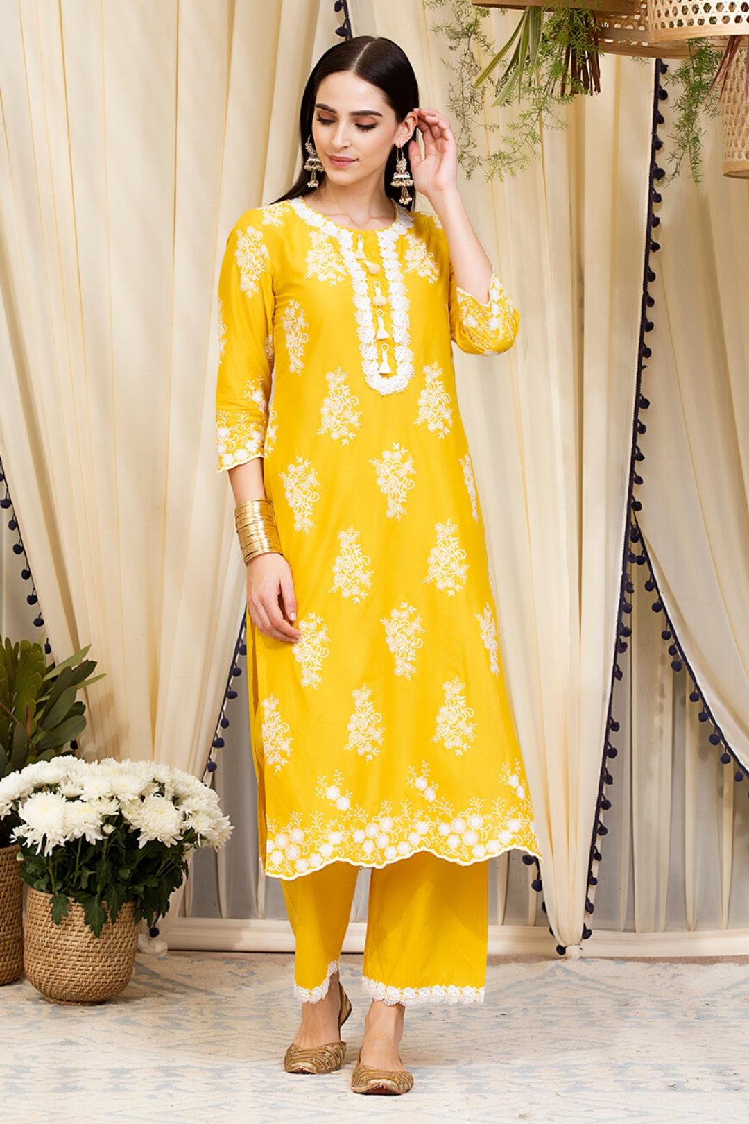 Mulmul Cotton Perla Kurta With Perla Pyajama