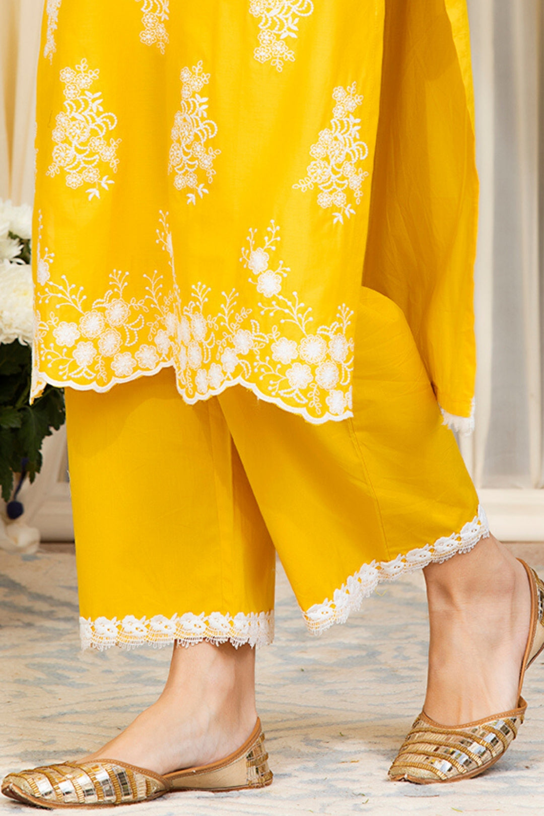 Mulmul Cotton Perla Kurta With Perla Pyajama