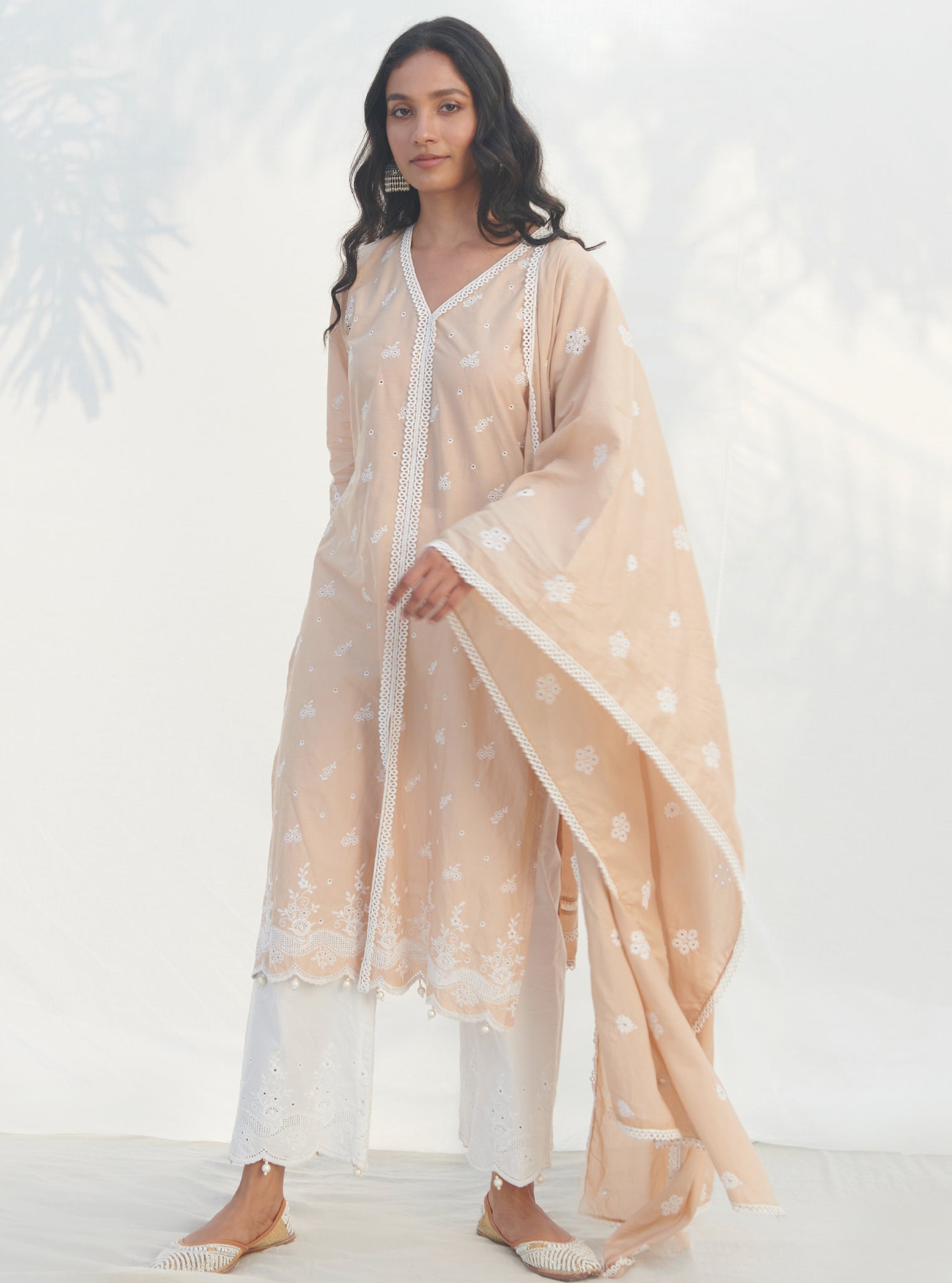 Mulmul Cotton Revora Beige kurta