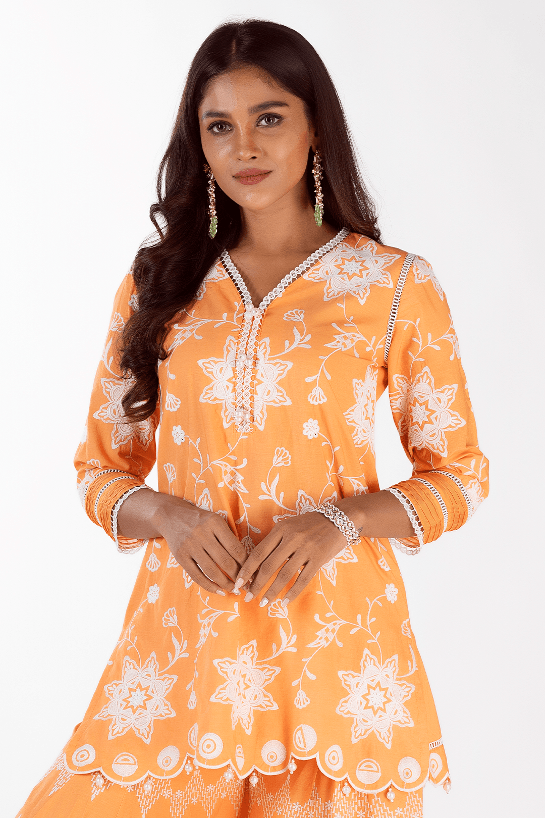 Mulmul Cotton Riley Orange Kurta