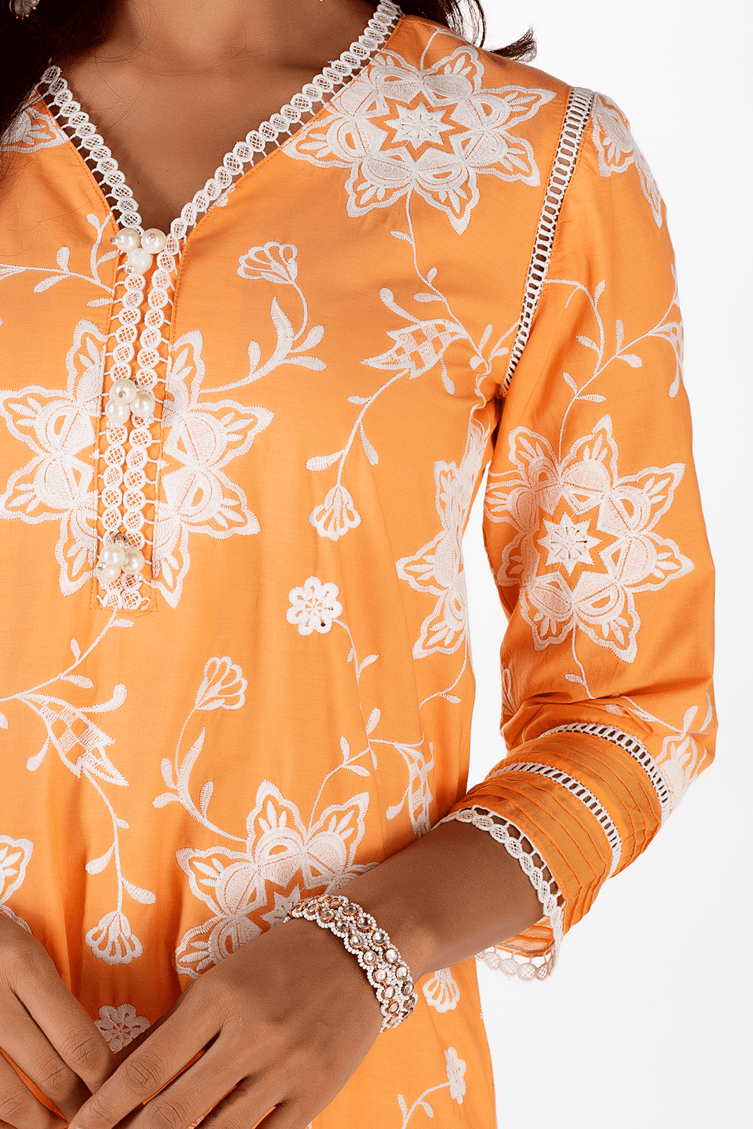 Mulmul Cotton Riley Orange Kurta