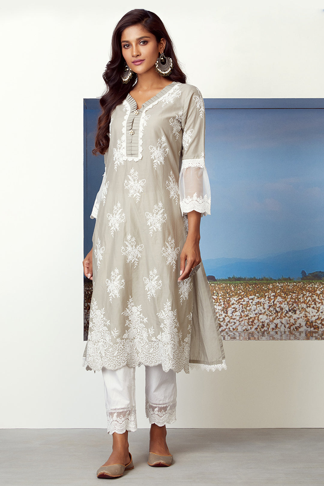 Mulmul Cotton Silver Comet Grey Kurta